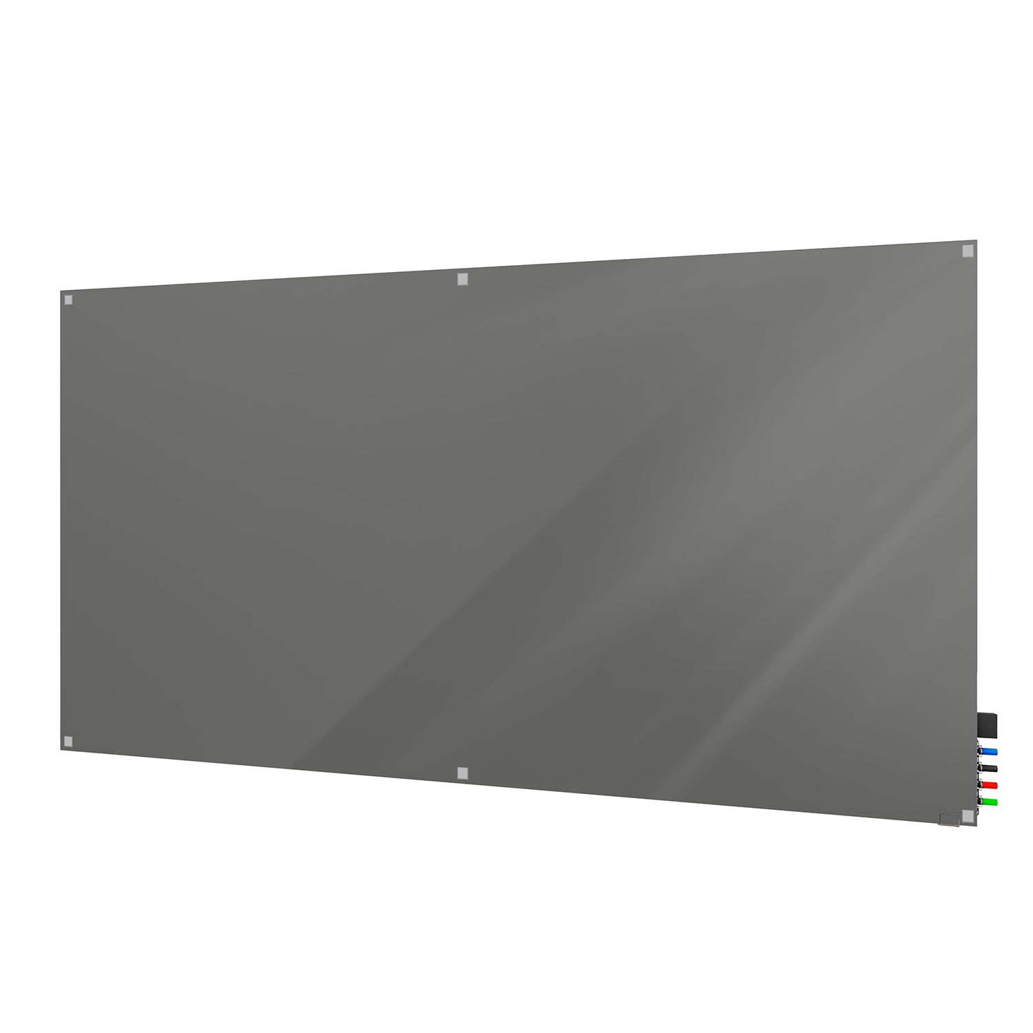 Ghent Harmony Glassboard w/ Standoffs, Non-magnetic, Square Corners, 4'H x 5'W, Smoke_1