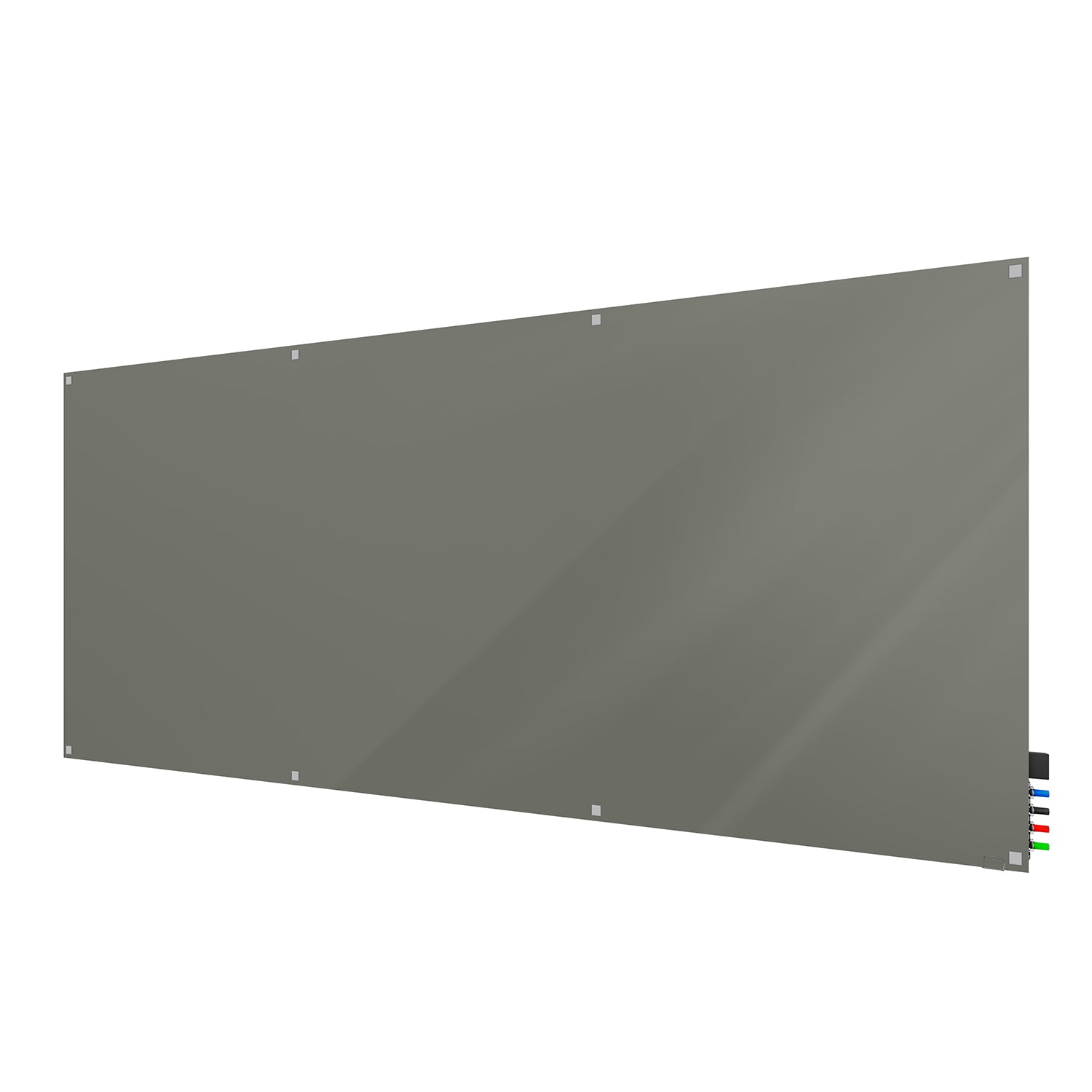 Ghent Harmony Glassboard w/ Standoffs, Magnetic, Square Corners, 4'H x 10'W, Smoke_1