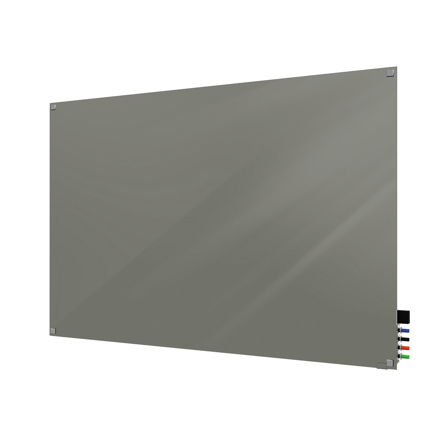 Ghent Harmony Glassboard w/ Standoffs, Magnetic, Square Corners, 3'H x 4'W, Smoke_1