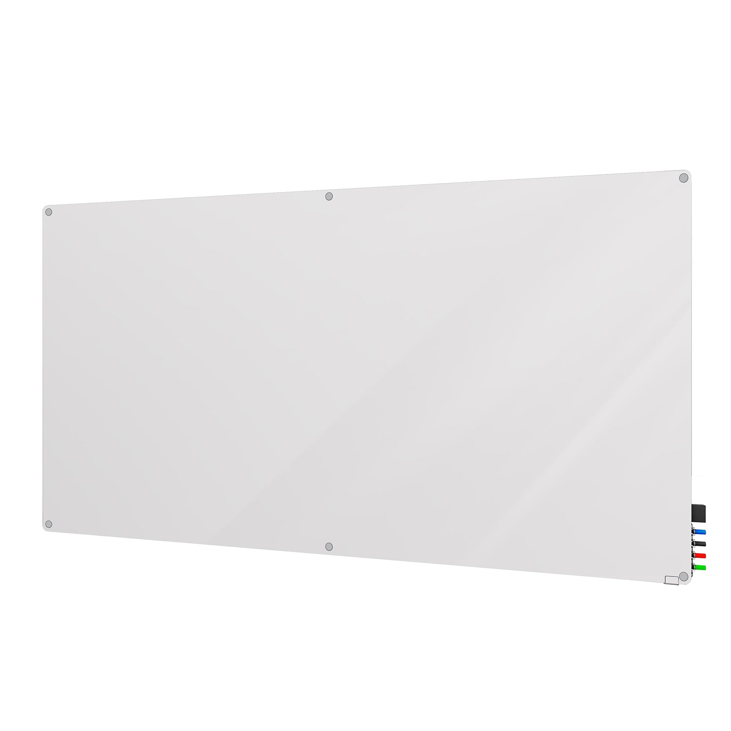 Ghent Harmony Glassboard w/ Standoffs, Magnetic, Radius Corners, 4'H x 5'W, White_1