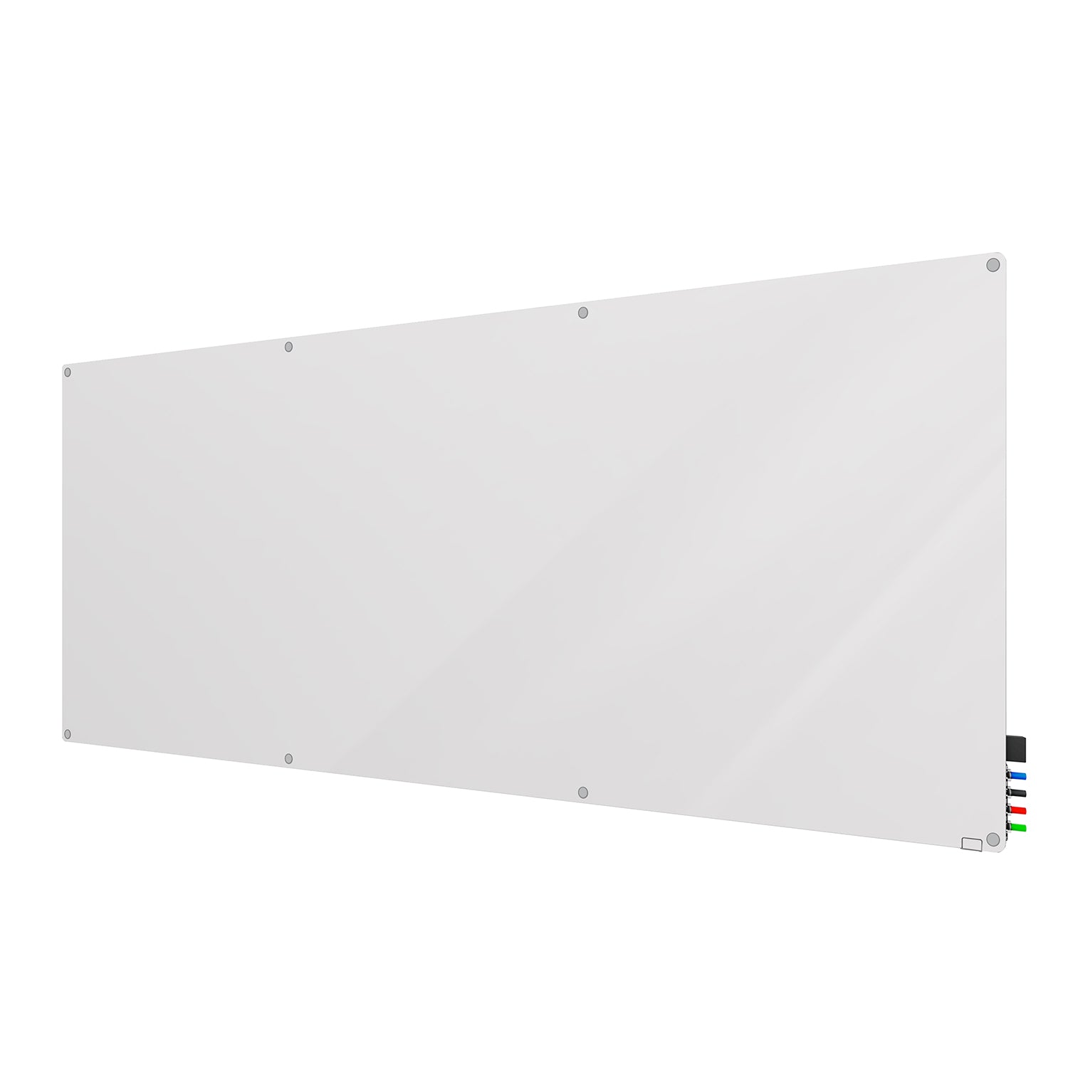 Ghent Harmony Glassboard w/ Standoffs, Magnetic, Radius Corners, 4'H x 10'W, White_1