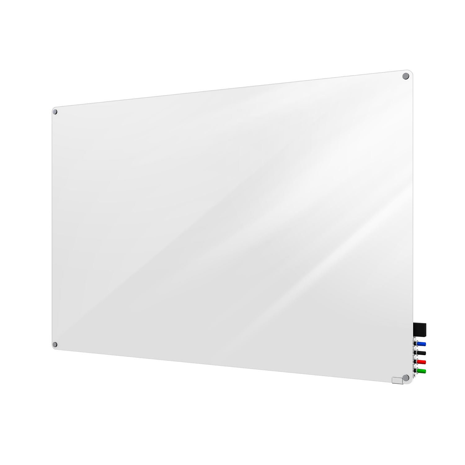 Ghent Harmony Glassboard w/ Standoffs, Non-magnetic, Radius Corners, 2'H x 3'W, White_1