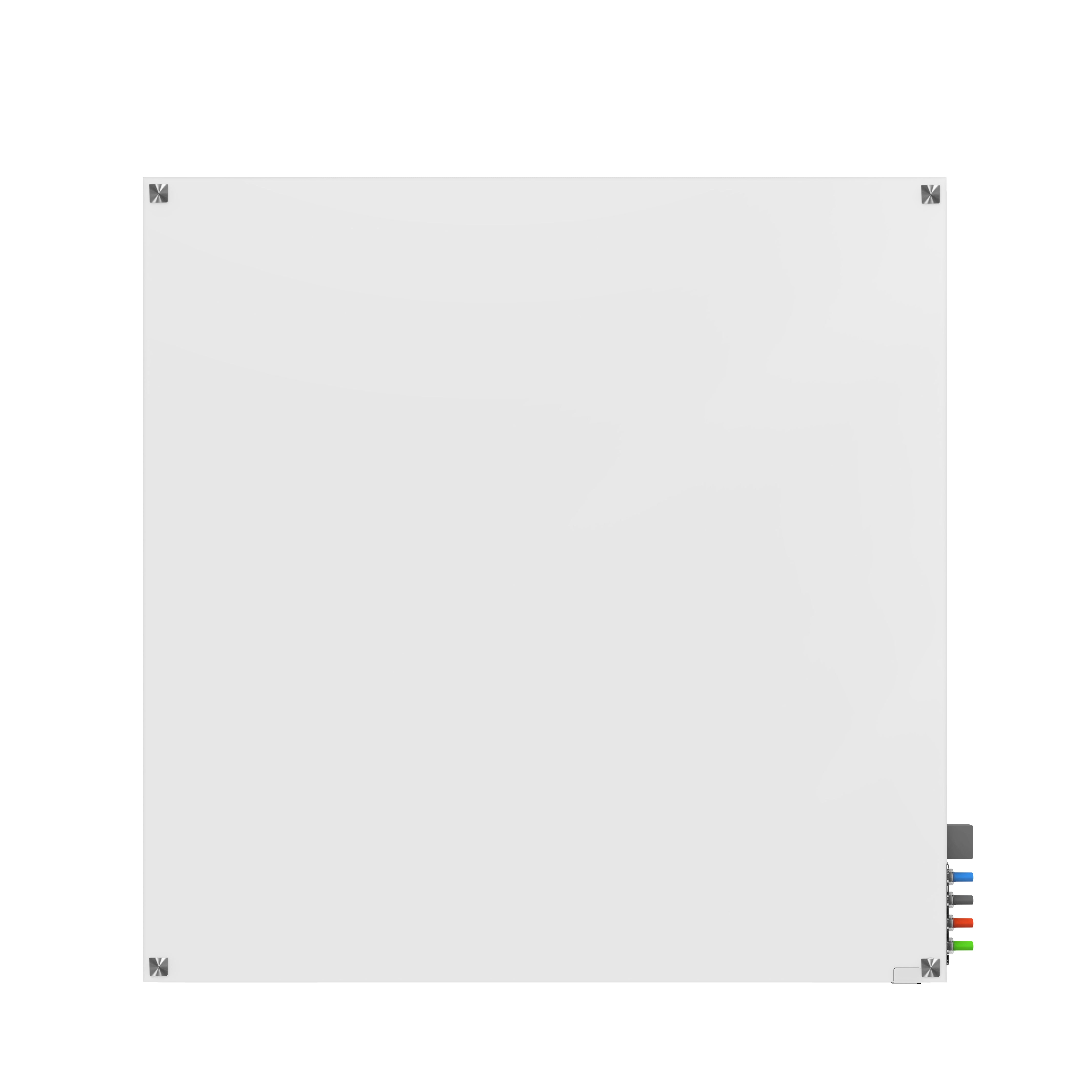 Ghent Harmony Glassboard w/ Standoffs, Magnetic, Square Corners, 4'H x 4'W, White_1