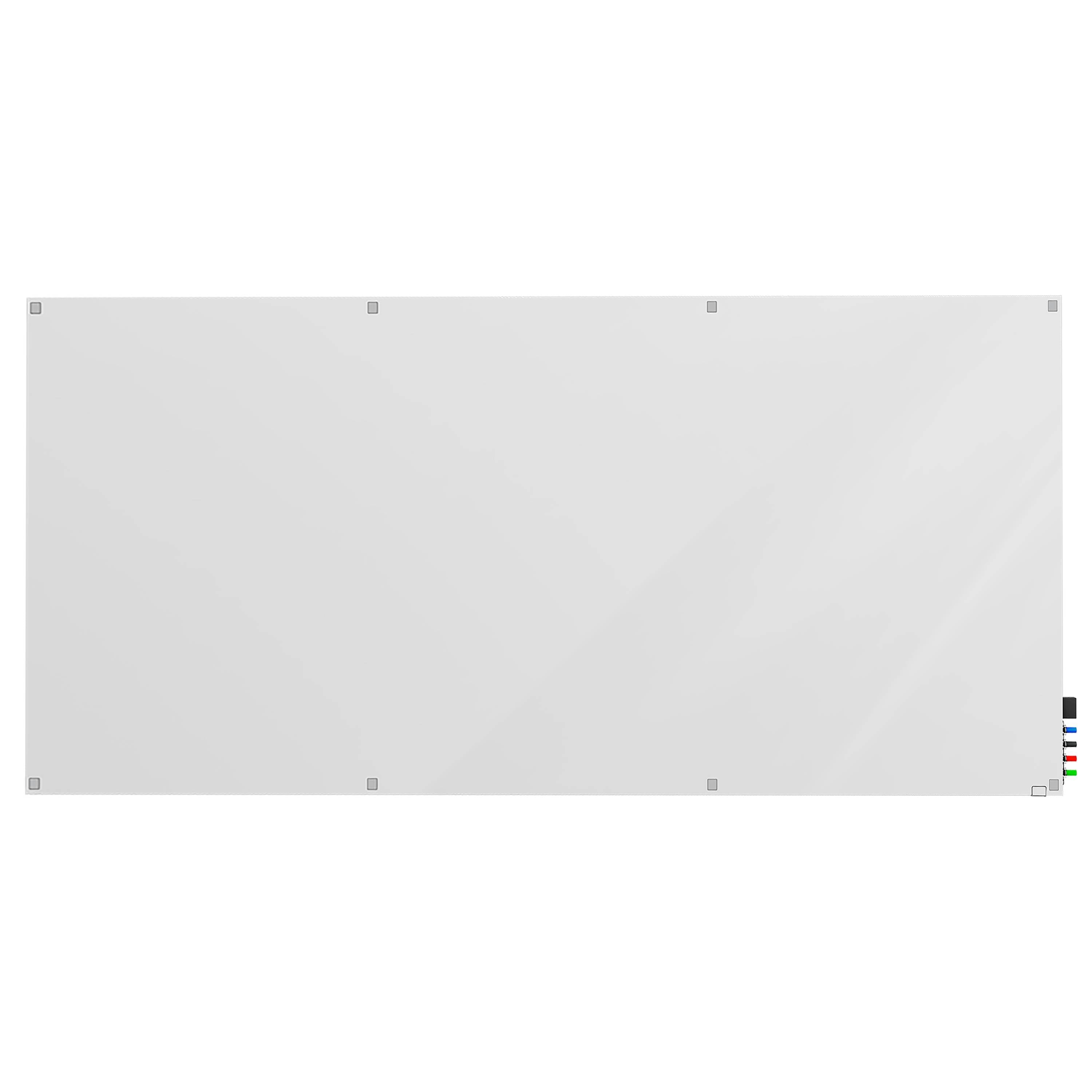 Ghent Harmony Glassboard w/ Standoffs, Magnetic, Square Corners, 4'H x 10'W, White_0