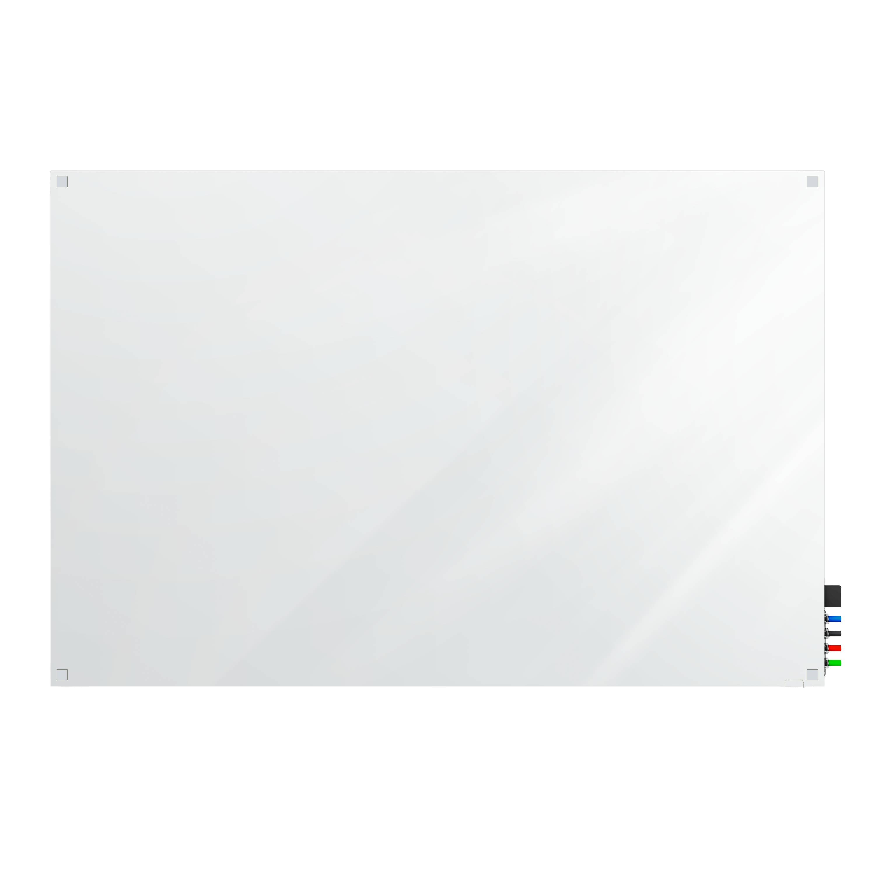 Ghent Harmony Glassboard w/ Standoffs, Non-magnetic, Square Corners, 3'H x 4'W, White_0