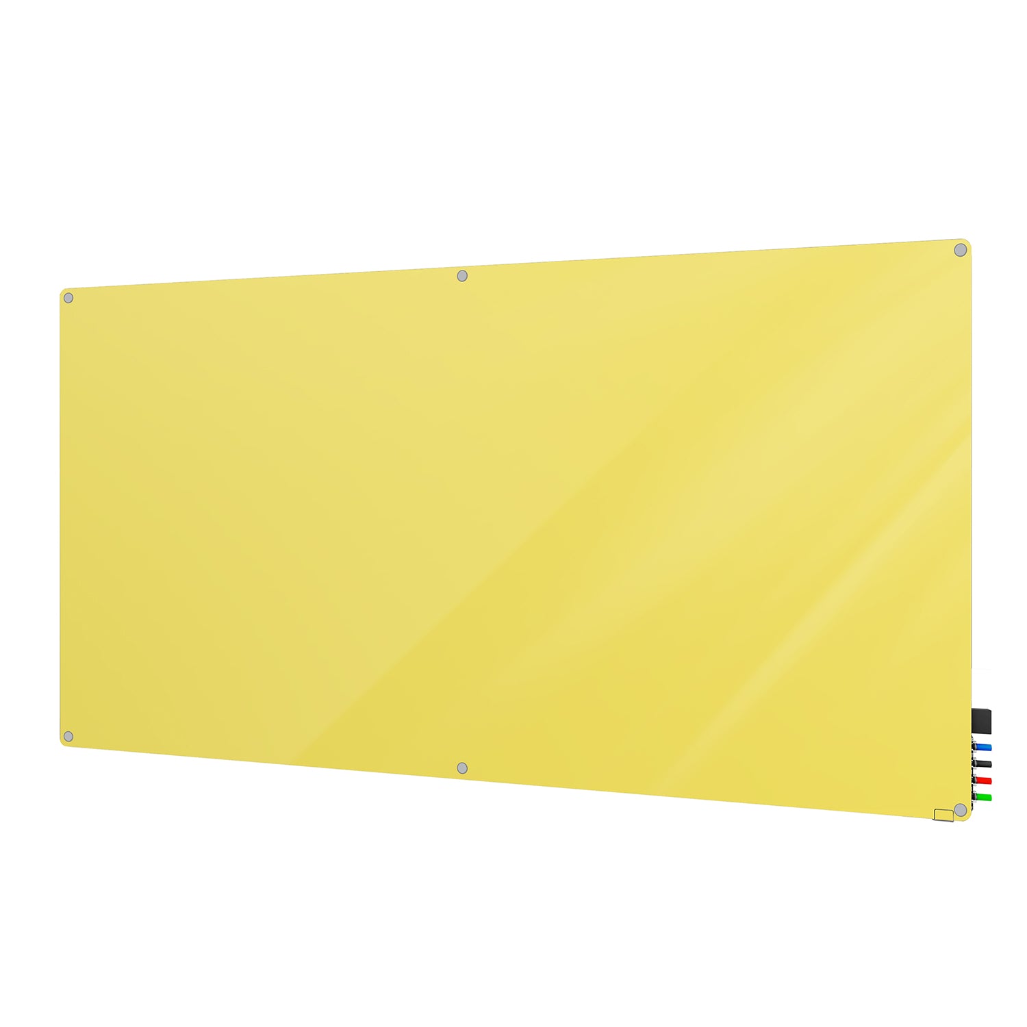 Ghent Harmony Glassboard w/ Standoffs, Magnetic, Radius Corners, 4'H x 5'W, Yellow_1