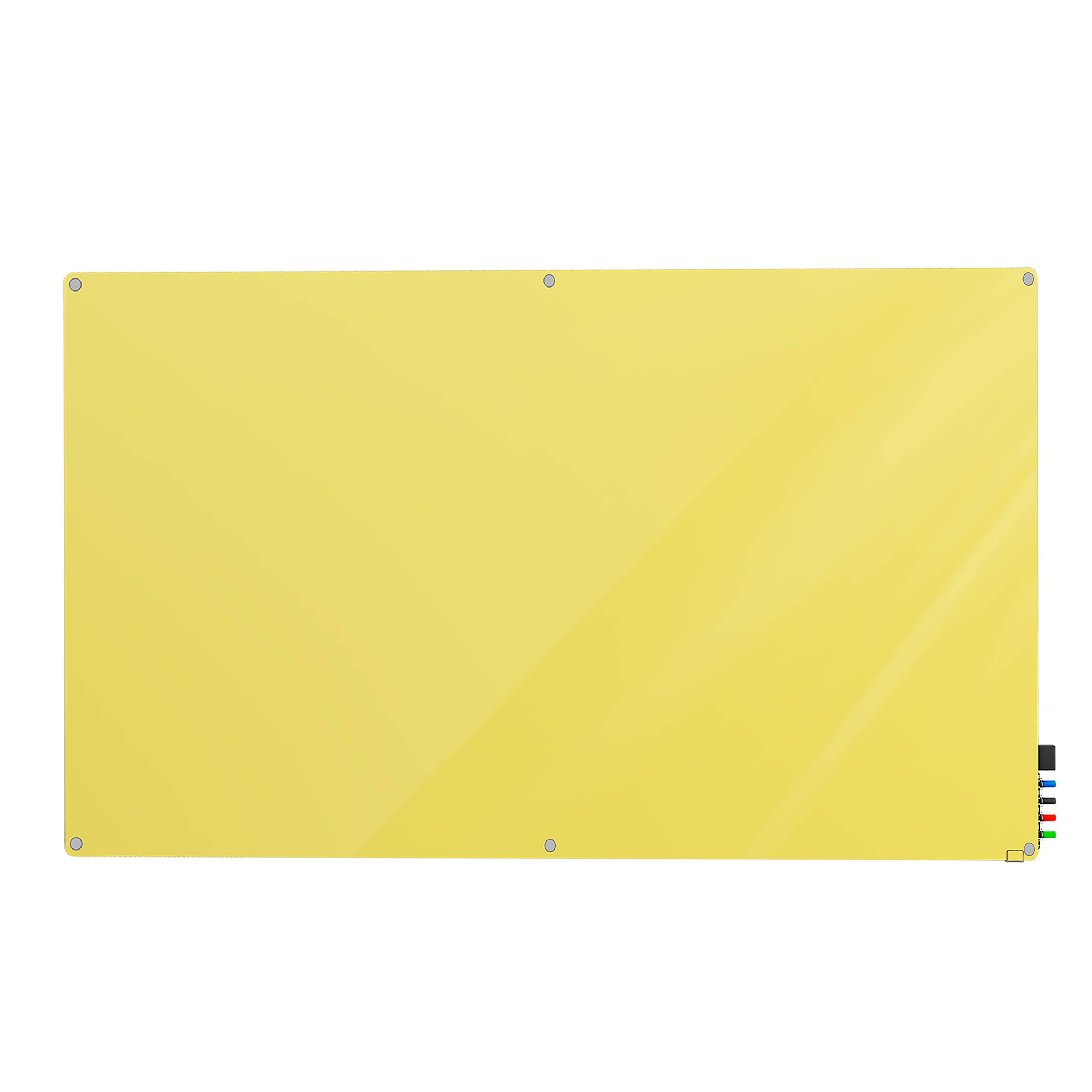 Ghent Harmony Glassboard w/ Standoffs, Magnetic, Radius Corners, 4'H x 5'W, Yellow_0