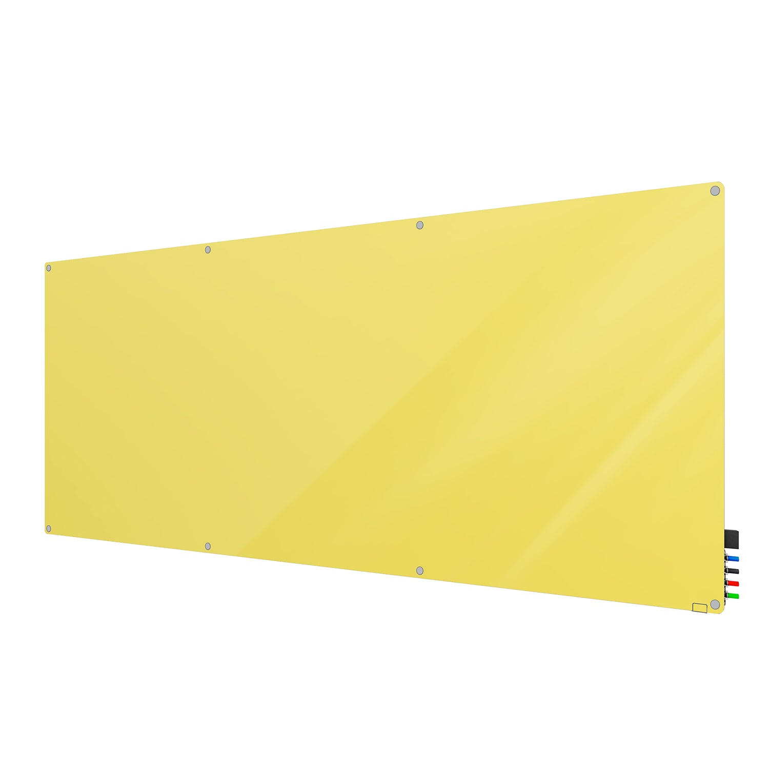 Ghent Harmony Glassboard w/ Standoffs, Magnetic, Radius Corners, 4'H x 10'W, Yellow_1