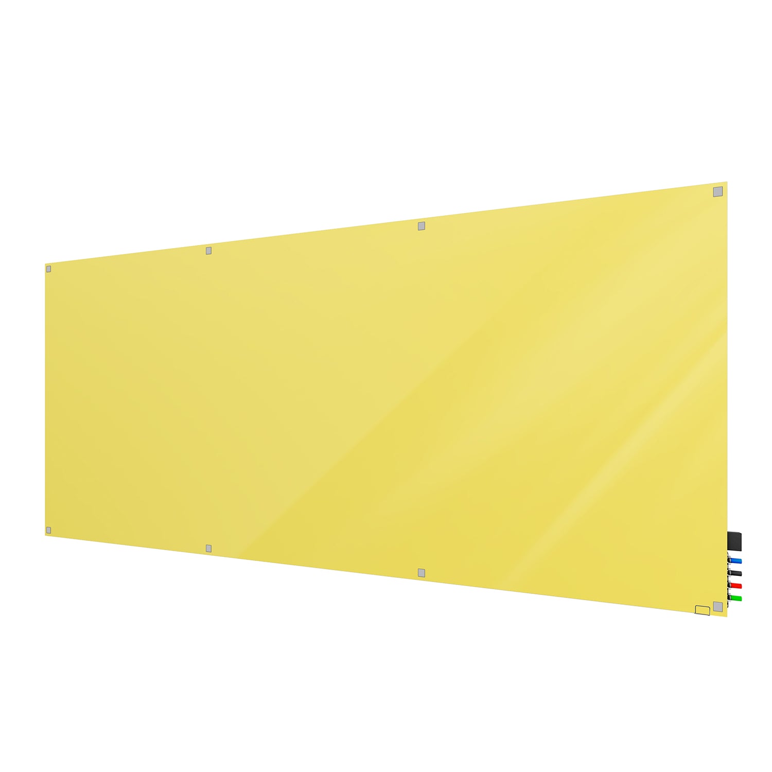 Ghent Harmony Glassboard w/ Standoffs, Magnetic, Square Corners, 4'H x 10'W, Yellow_1