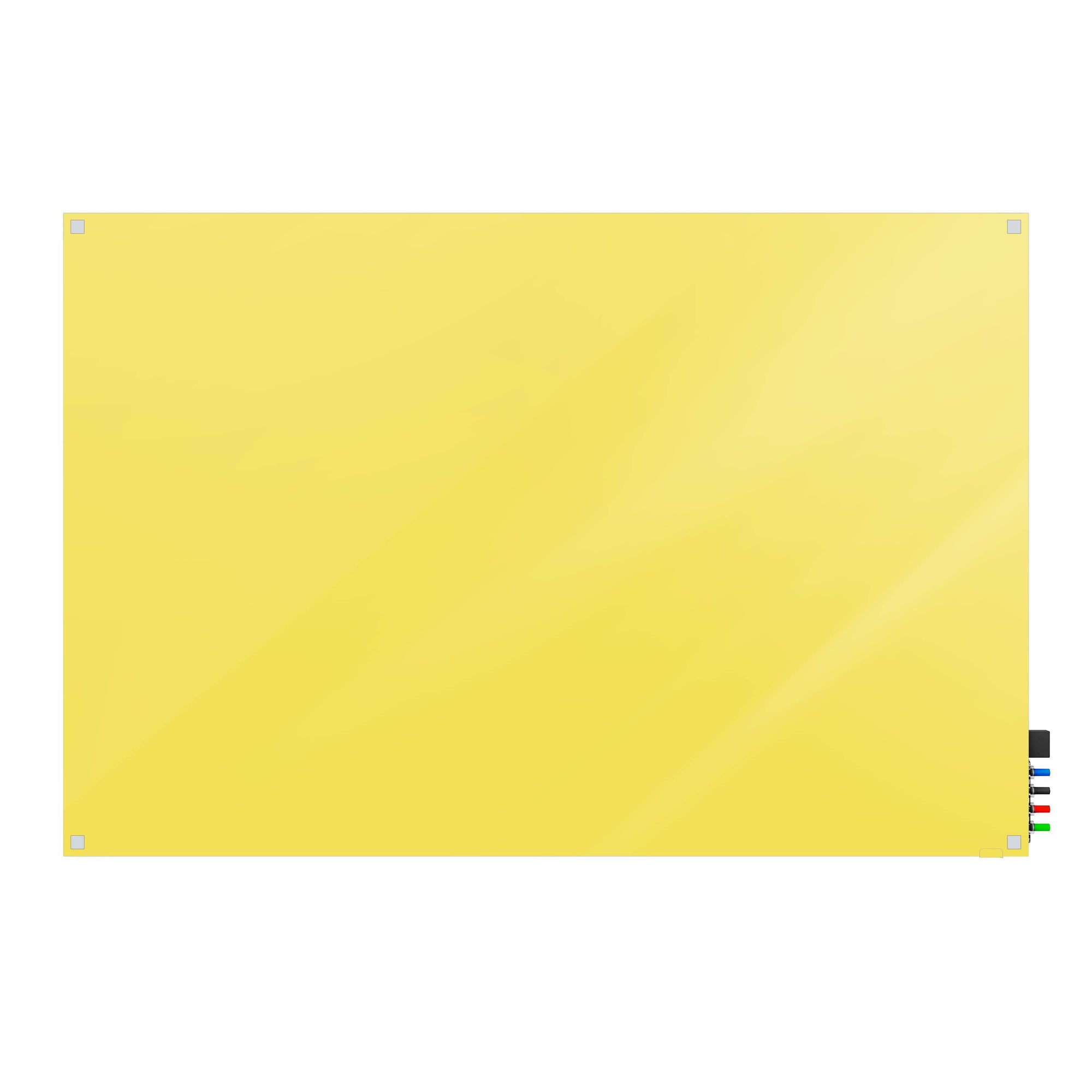Ghent Harmony Glassboard w/ Standoffs, Non-magnetic, Square Corners, 2'H x 3'W, Yellow_0