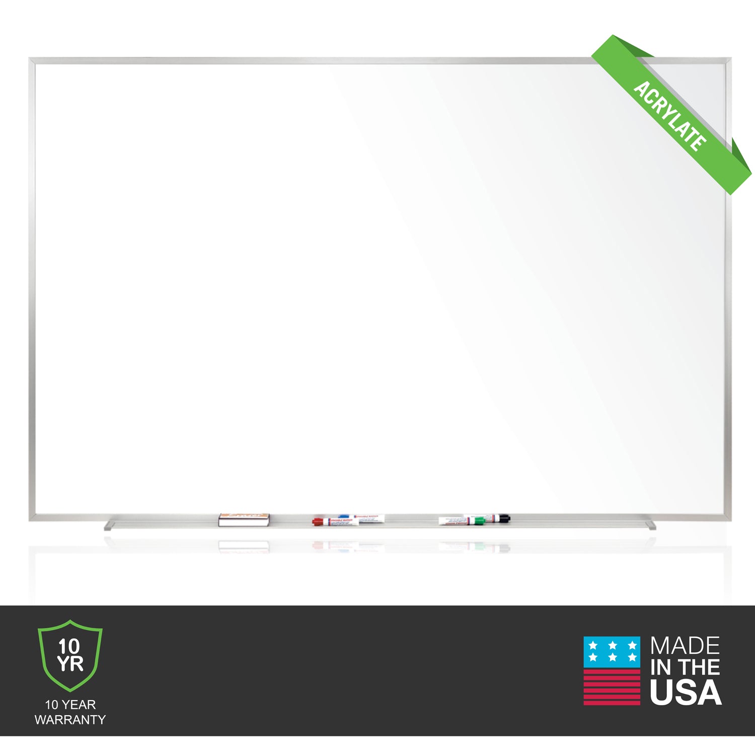 Ghent Whiteboard, Non-magnetic w/ Aluminum Frame, 3'H x 5'W_1