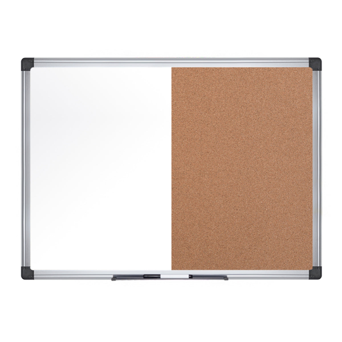 MasterVision Maya Combo Board, Melamine Dry-Erase and Cork, 18" x 24", Aluminum Frame