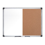 MasterVision Maya Combo Board, Melamine Dry-Erase and Cork, 18" x 24", Aluminum Frame