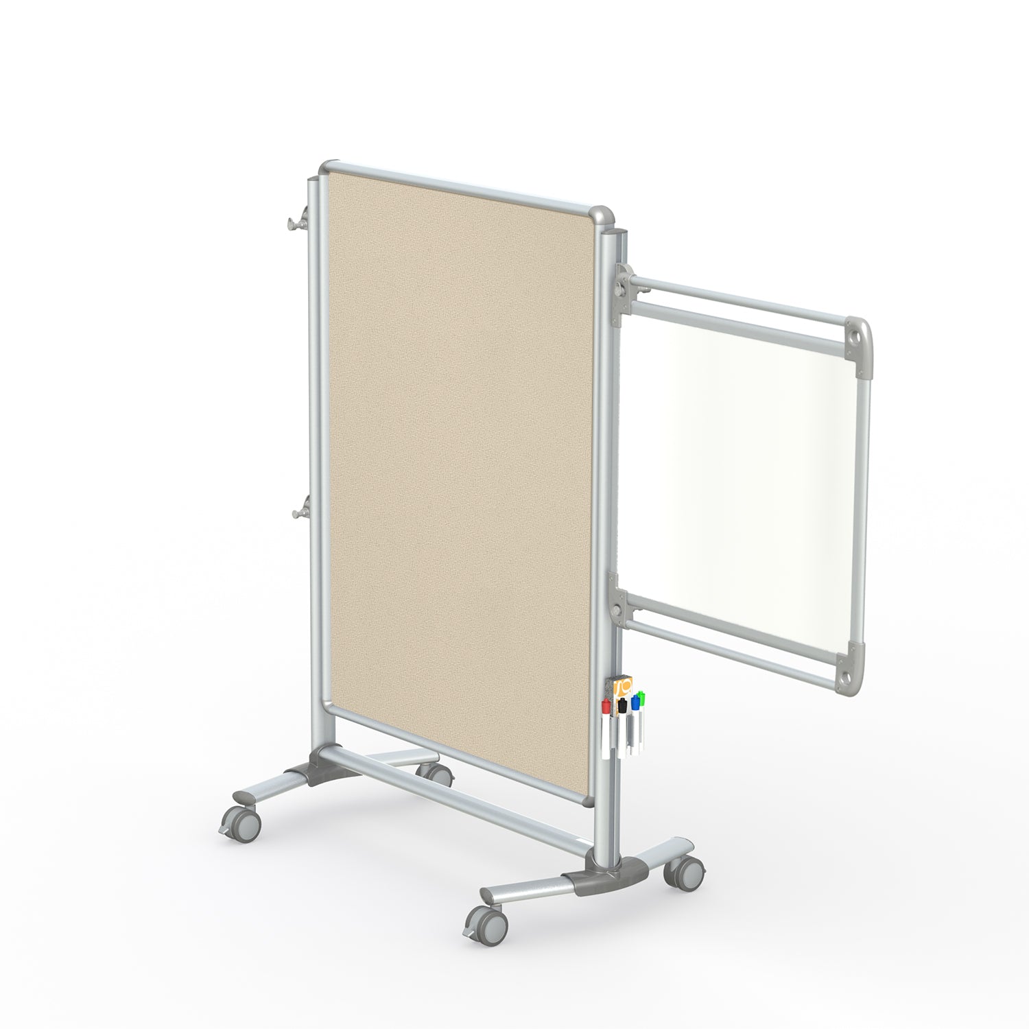 Ghent Nexus Jr. Partition, Mobile 2-Sided Fabric Bulletin Board, 46"H x 34"W, Beige_1