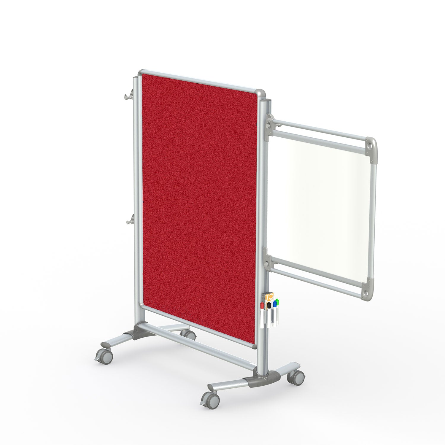 Ghent Nexus Jr. Partition, Mobile 2-Sided Fabric Bulletin Board, 46"H x 34"W, Red_1