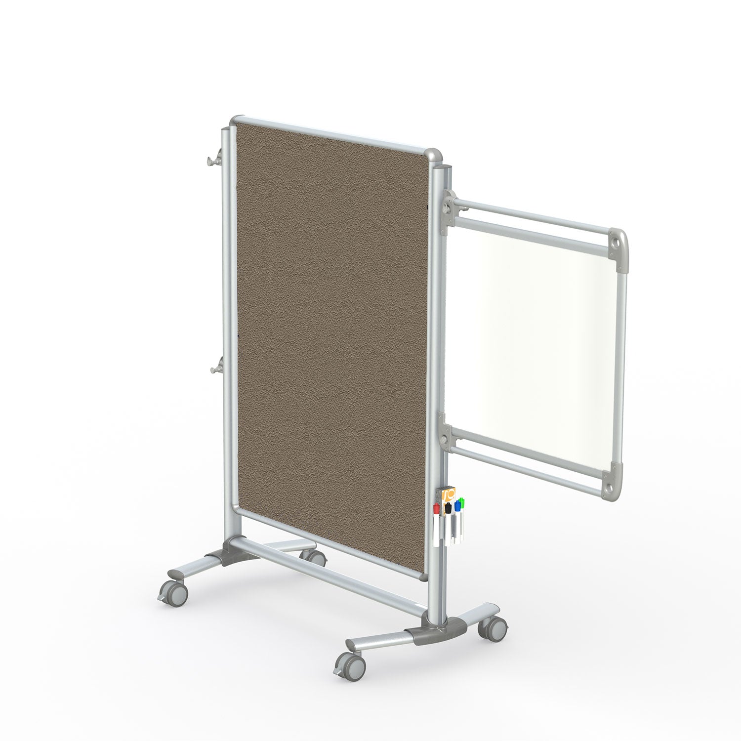 Ghent Nexus Jr. Partition, Mobile 2-Sided Fabric Bulletin Board, 46"H x 34"W, Taupe_1