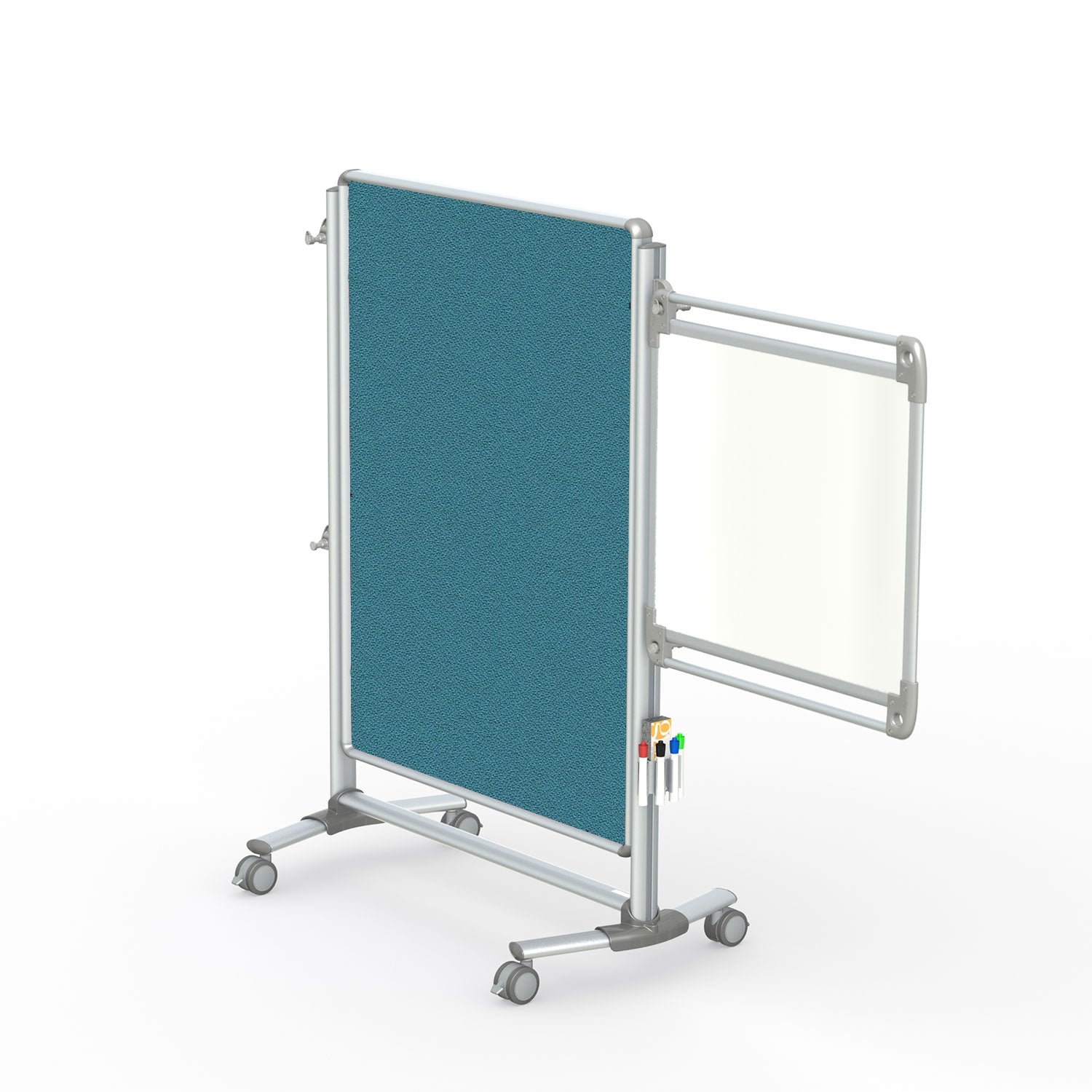 Ghent Nexus Jr. Partition, Mobile 2-Sided Fabric Bulletin Board, 46"H x 34"W, Teal_1