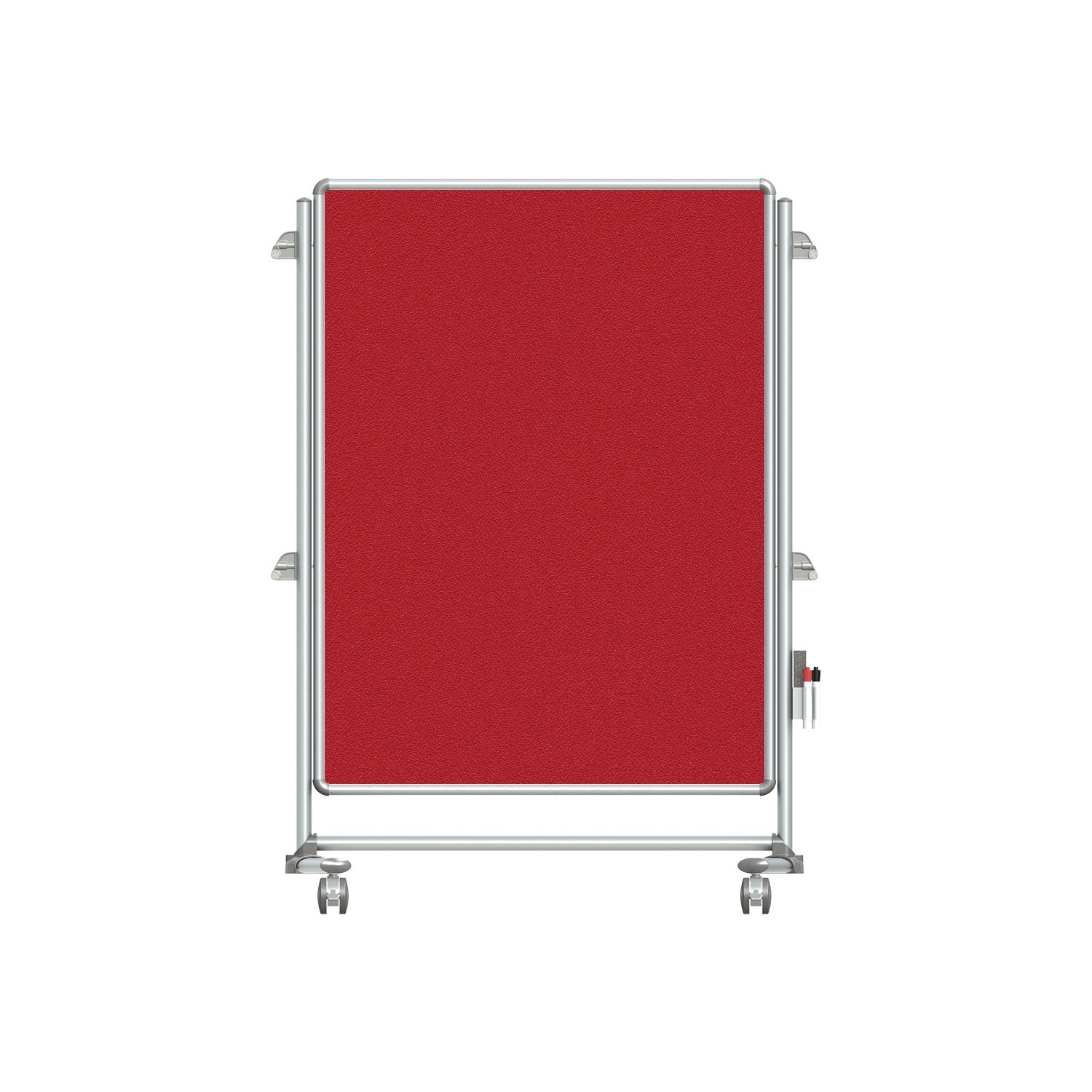 Ghent Nexus Jr. Partition, Mobile 2-Sided Fabric Bulletin Board, 46"H x 34"W, Red_0