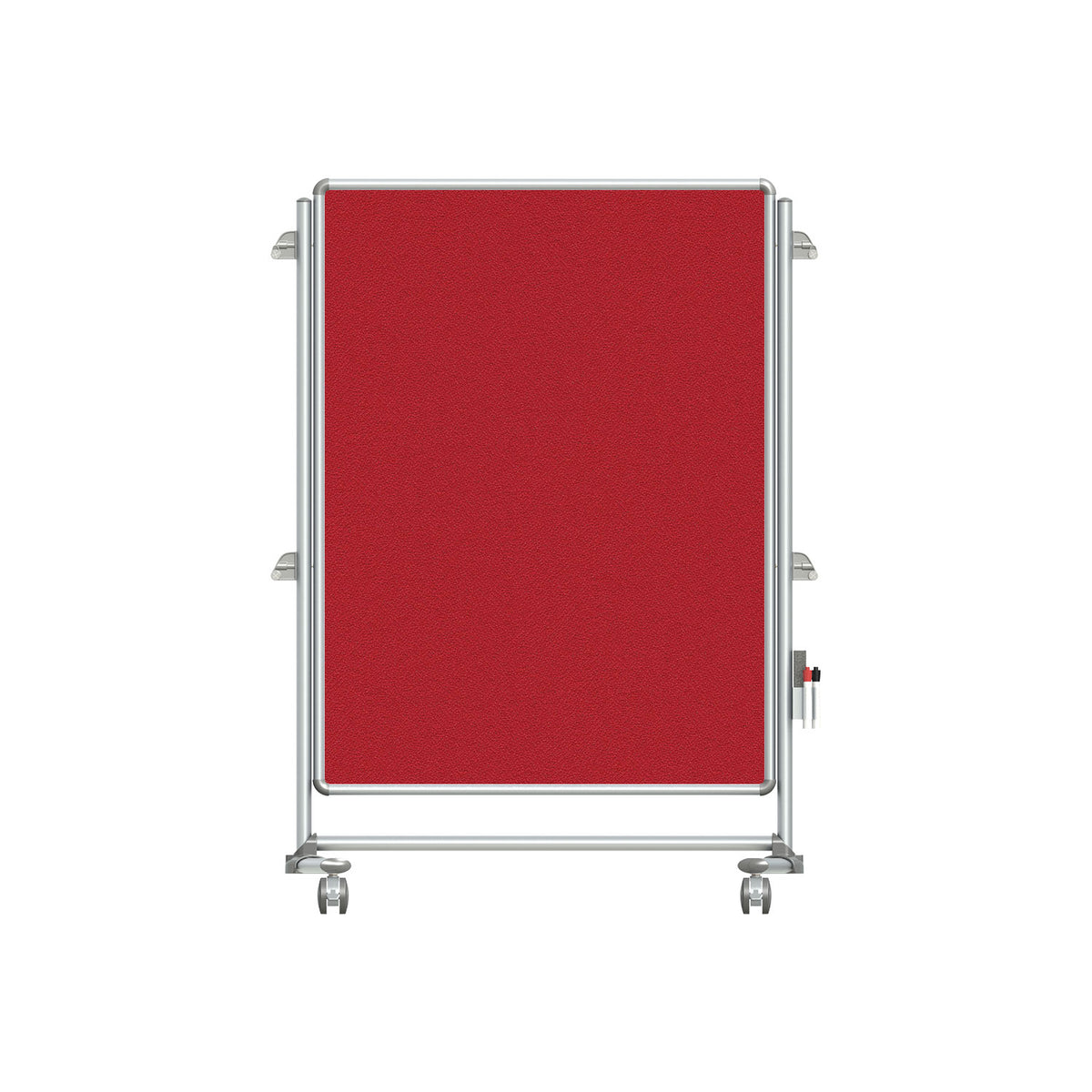 Ghent Nexus Jr. Partition, Mobile 2-Sided Fabric Bulletin Board, 46"H x 34"W, Red_0