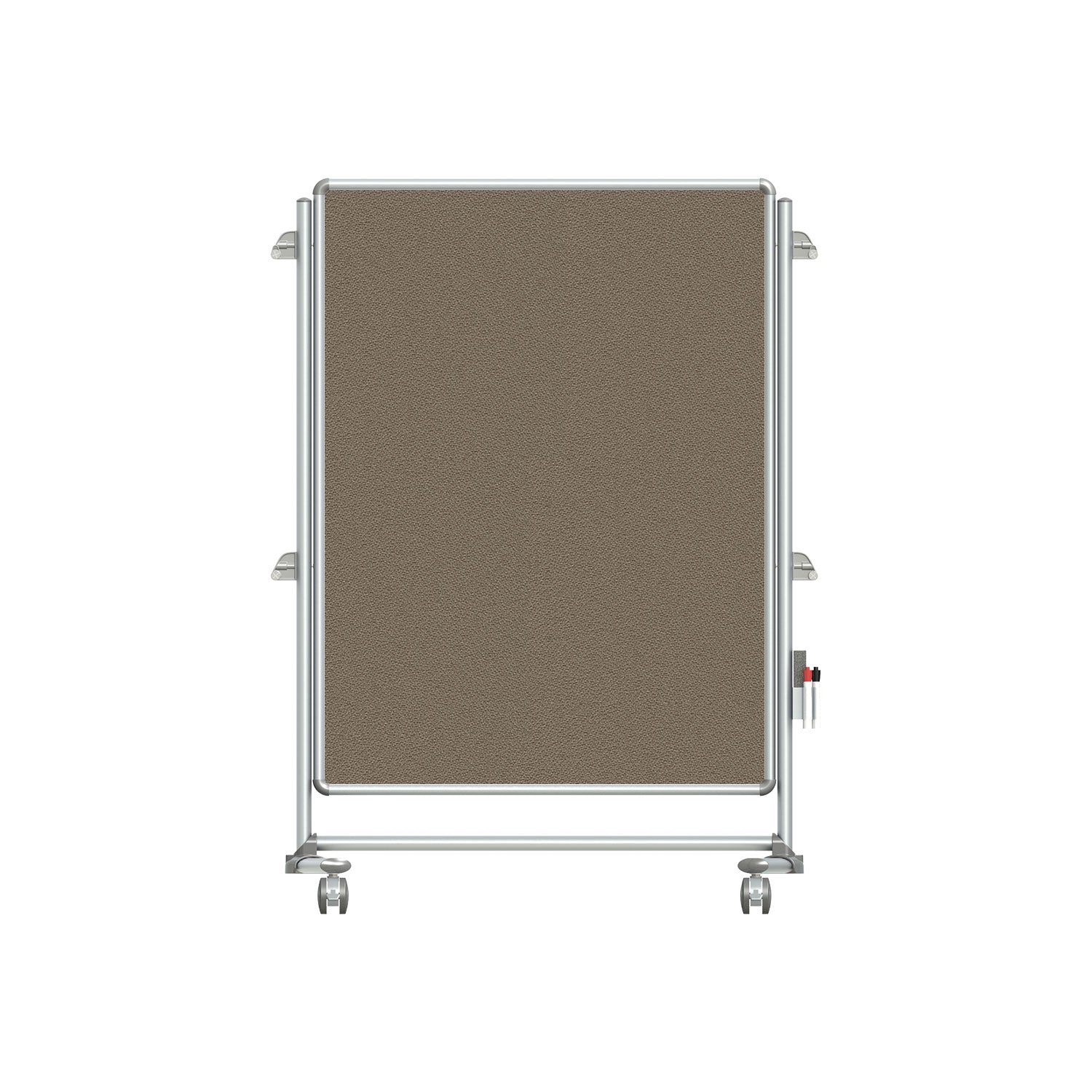 Ghent Nexus Jr. Partition, Mobile 2-Sided Fabric Bulletin Board, 46"H x 34"W, Taupe_0