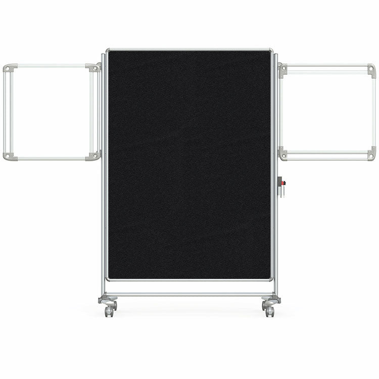 Ghent Nexus Partition, Mobile 2-Sided Fabric Bulletin Board, 65"H x 46"W, Black_0