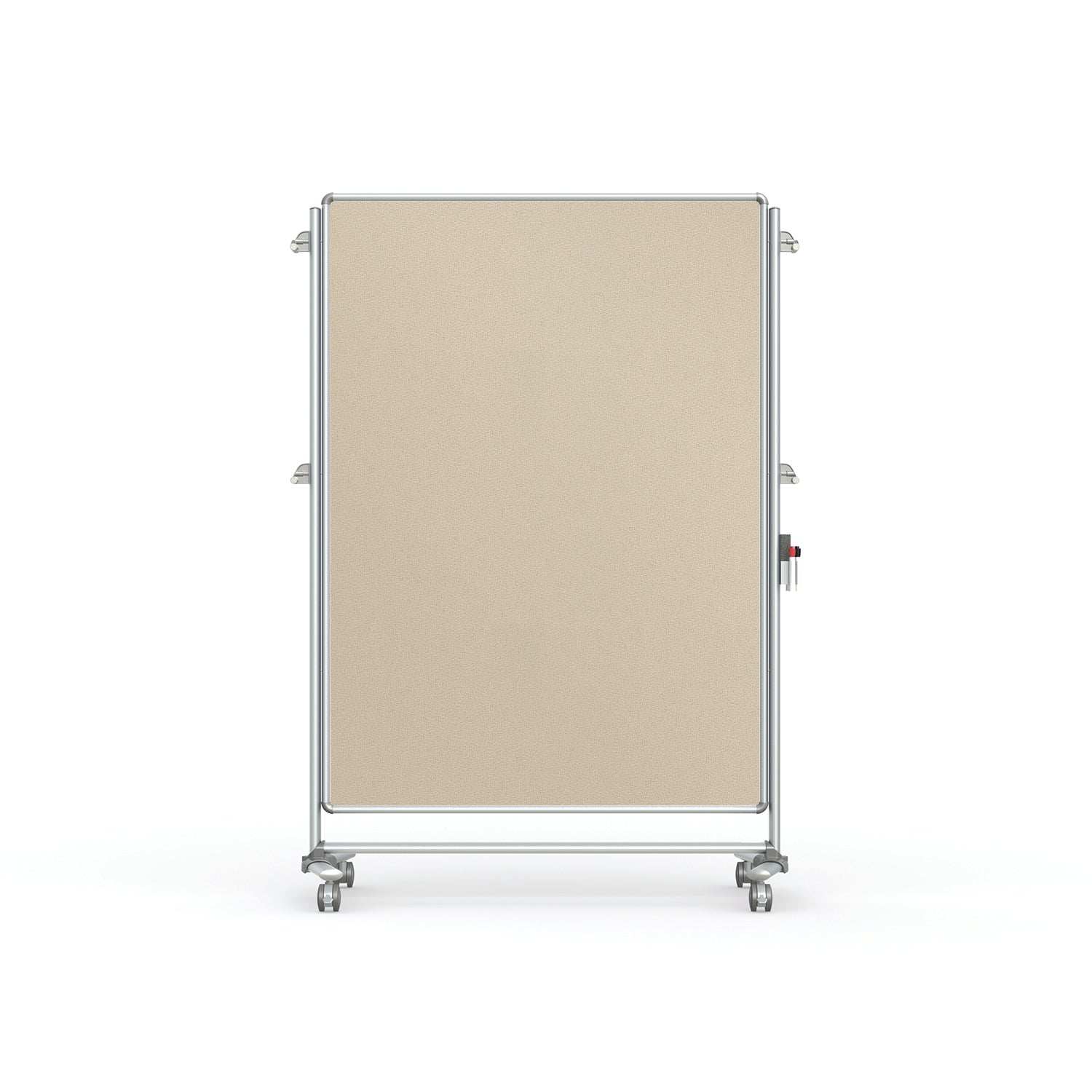 Ghent Nexus Partition, Mobile 2-Sided Fabric Bulletin Board, 65"H x 46"W, Beige_1