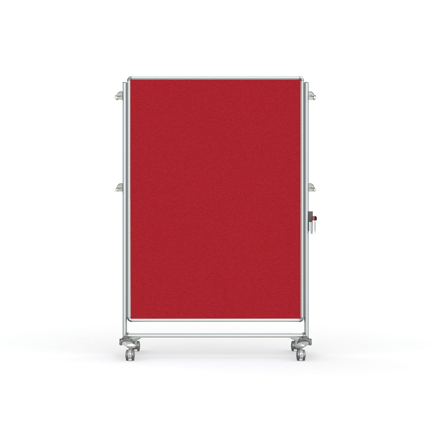 Ghent Nexus Partition, Mobile 2-Sided Fabric Bulletin Board, 65"H x 46"W, Red_0