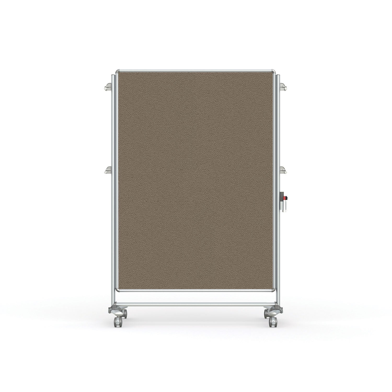 Ghent Nexus Partition, Mobile 2-Sided Fabric Bulletin Board, 65"H x 46"W, Taupe_0