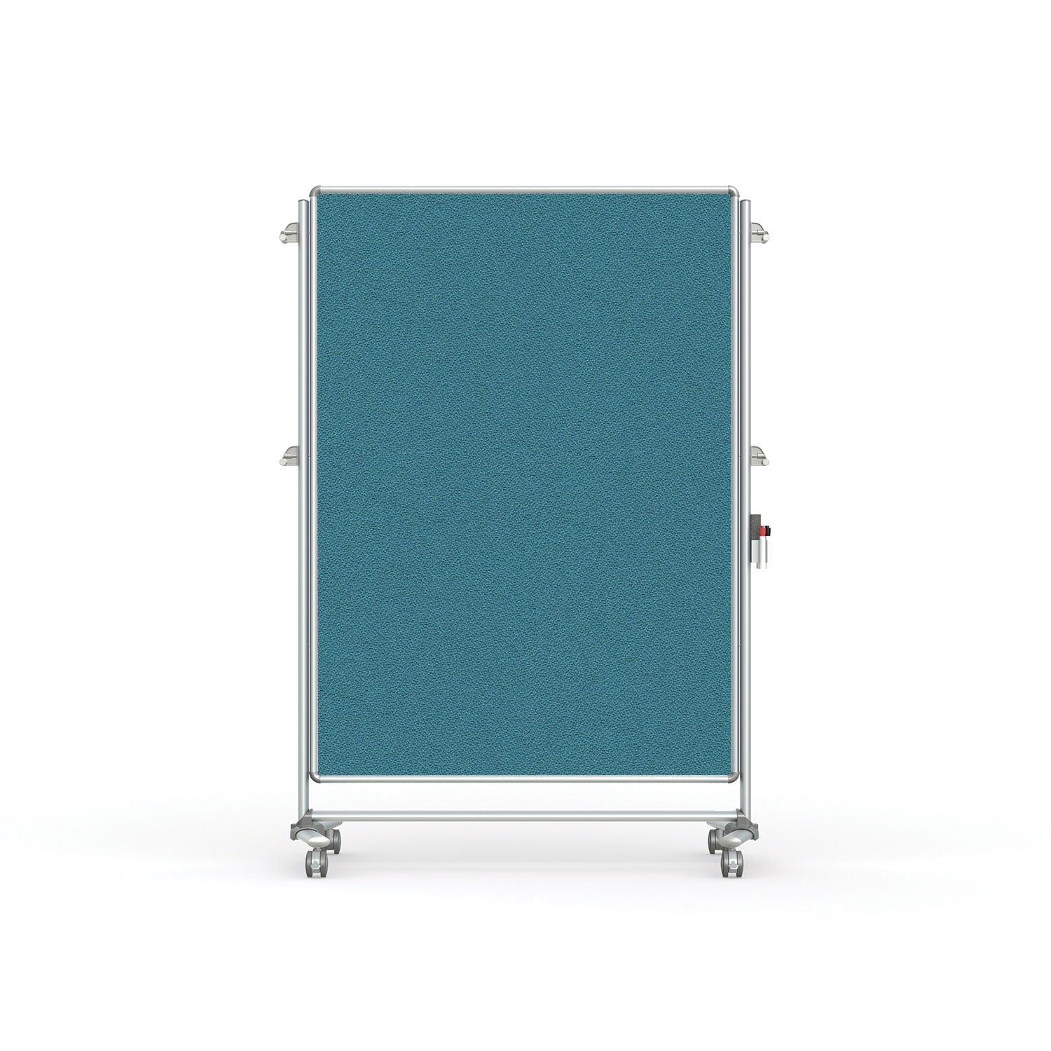 Ghent Nexus Partition, Mobile 2-Sided Fabric Bulletin Board, 65"H x 46"W, Teal_0