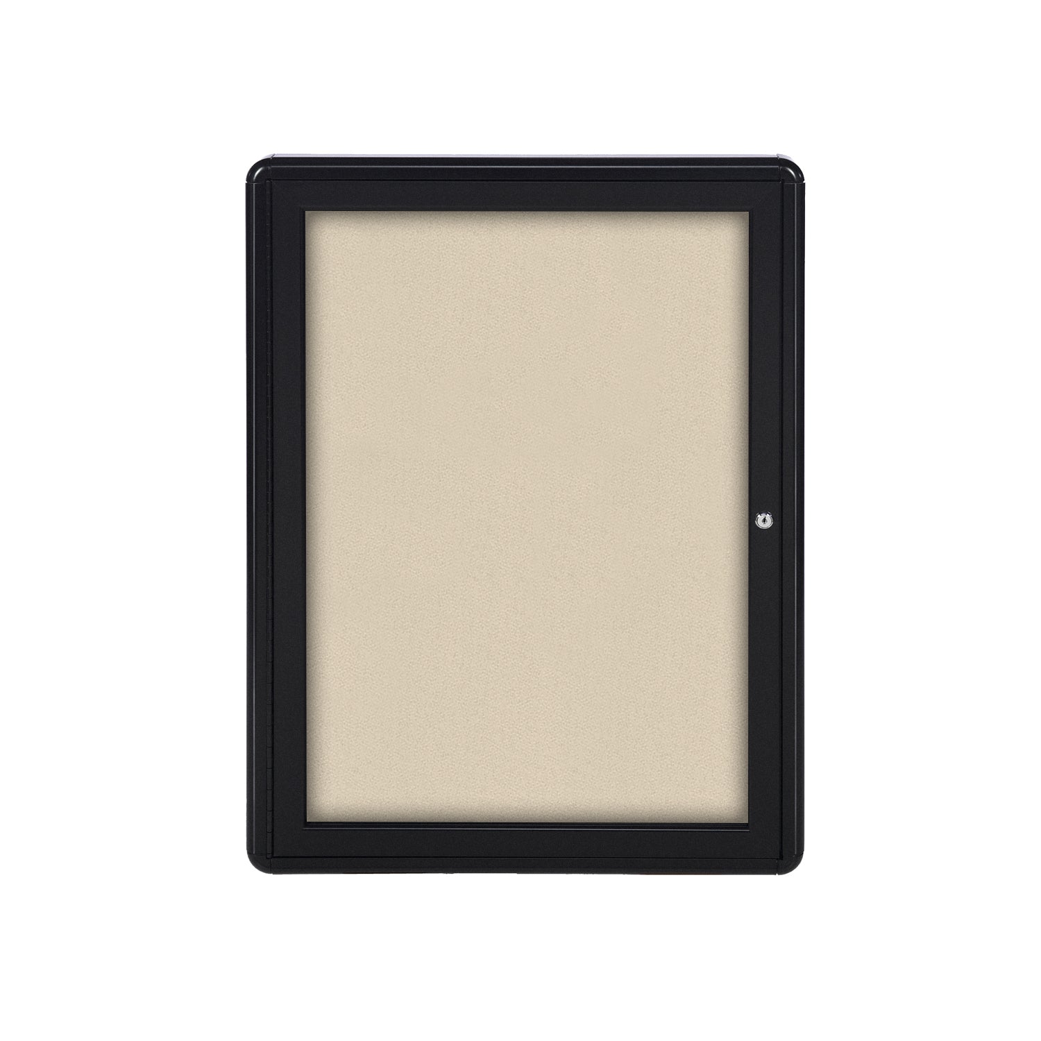 Ghent Ovation 1 Door Enclosed Fabric Bulletin Board w/ Black Frame, 3'H x 2'W, Beige_1