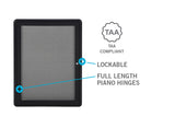Ghent Ovation 3 Door Enclosed Fabric Bulletin Board w/ Black Frame, 4'H x 6'W, Gray_2