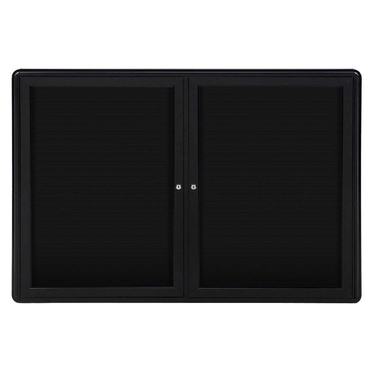 Ghent Ovation 2 Door Enclosed Flannel Letter Board w/ Black Frame, 3'H x 4'W, Black_0