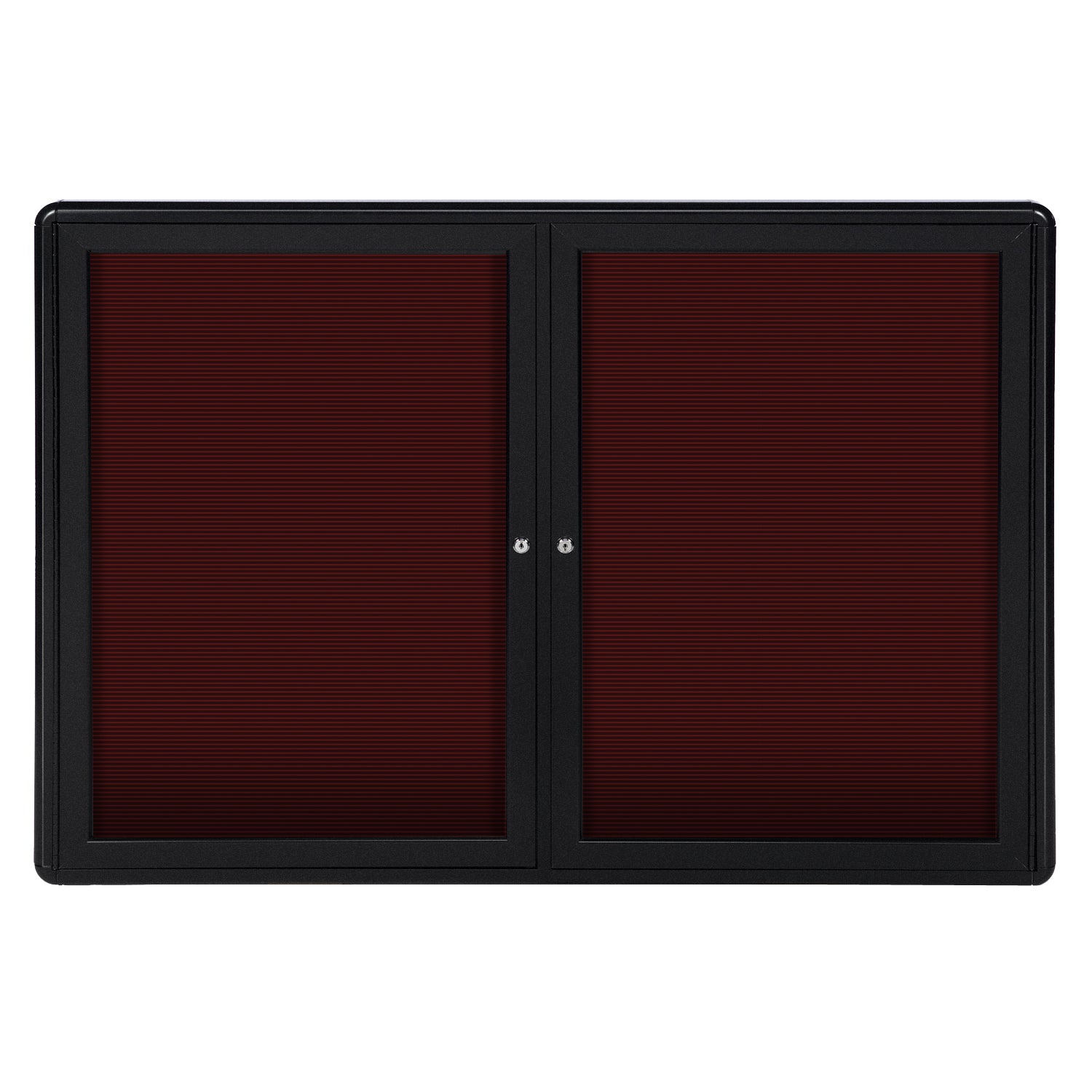 Ghent Ovation 2 Door Enclosed Flannel Letter Board w/ Black Frame, 3'H x 4'W, Burgundy_0