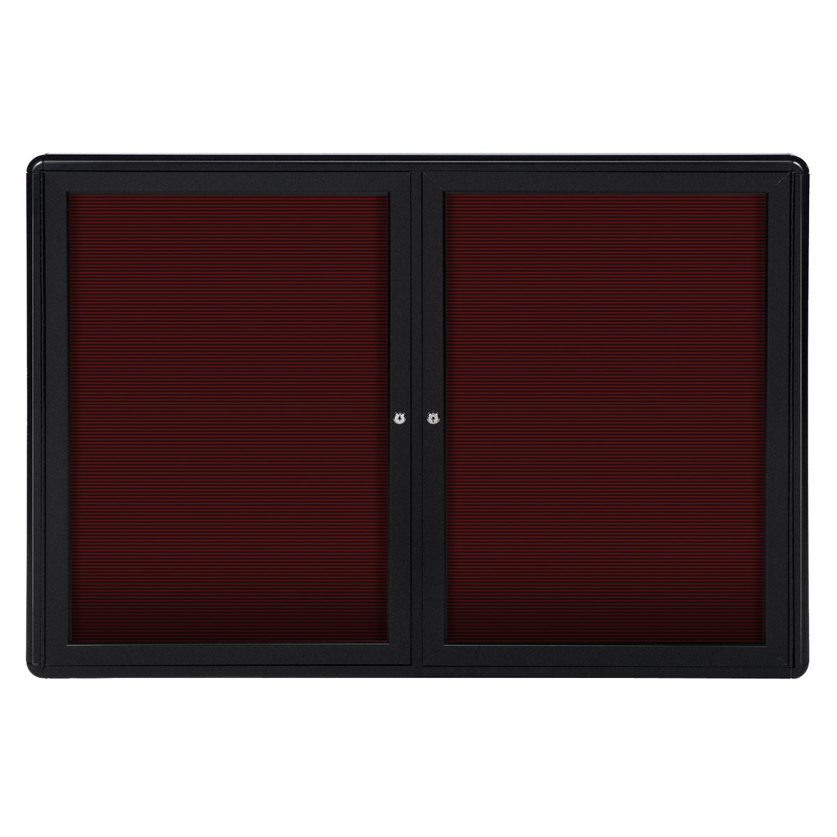 Ghent Ovation 2 Door Enclosed Flannel Letter Board w/ Black Frame, 3'H x 4'W, Burgundy_0