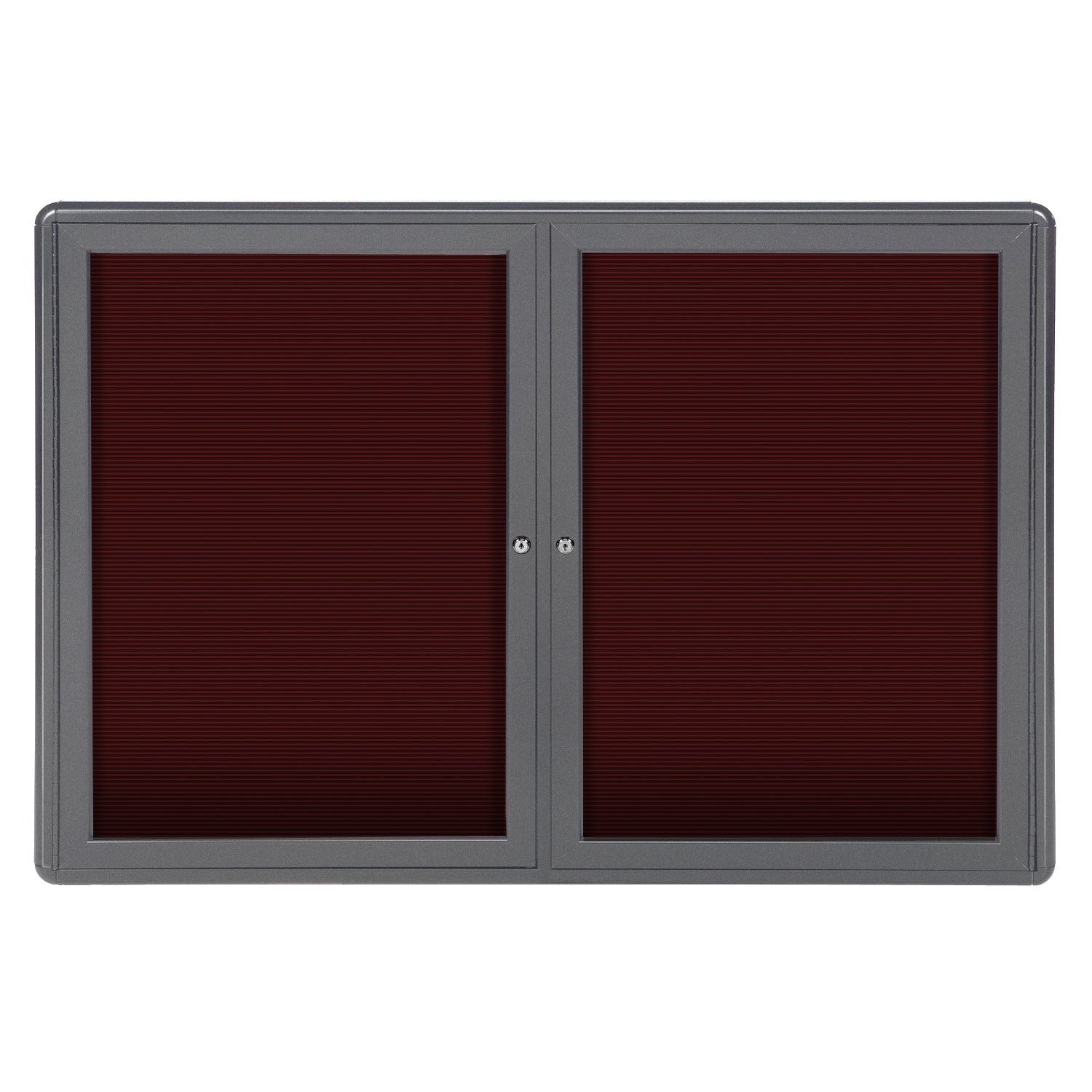 Ghent Ovation 2 Door Enclosed Flannel Letter Board w/ Gray Frame, 3'H x 4'W, Burgundy_0