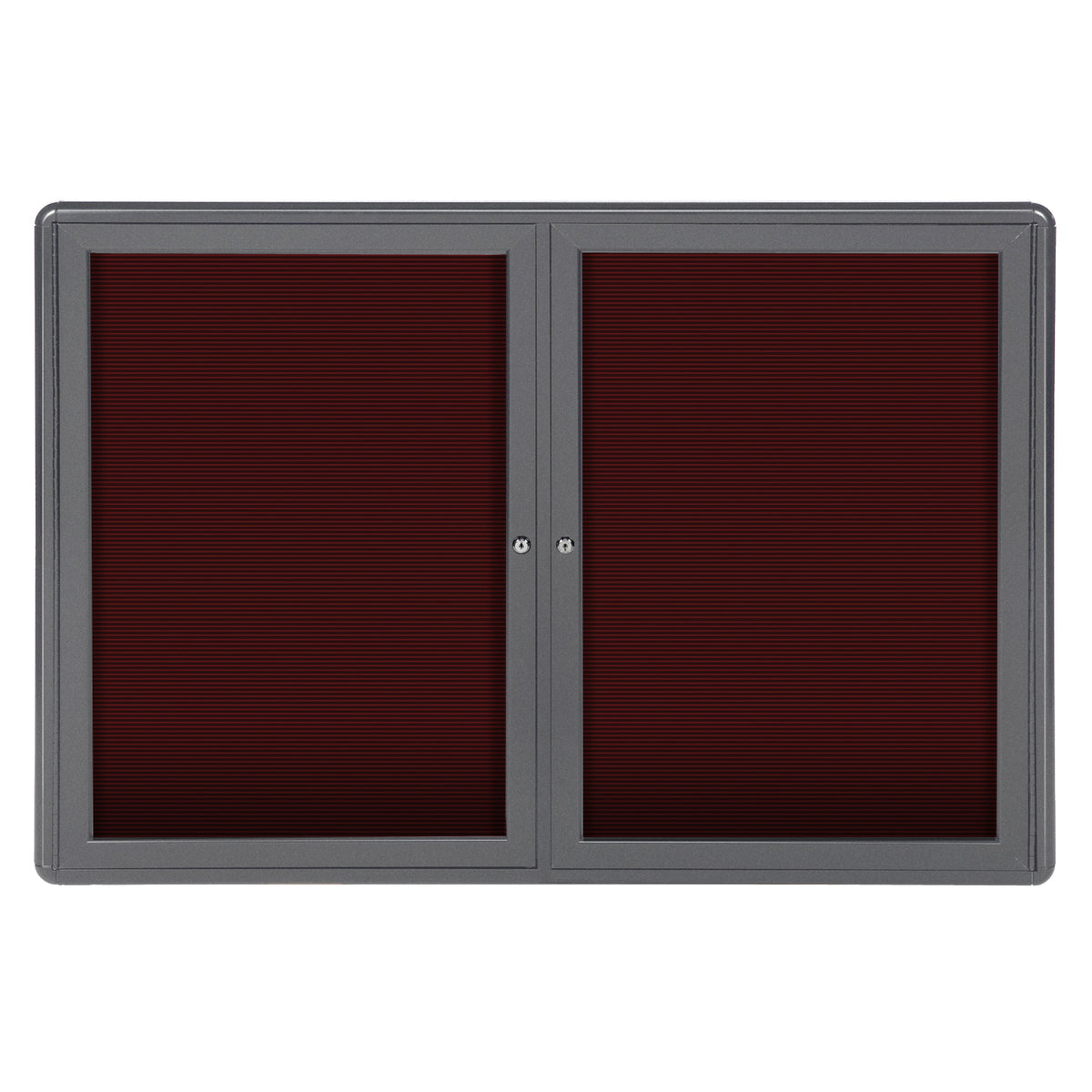 Ghent Ovation 2 Door Enclosed Flannel Letter Board w/ Gray Frame, 3'H x 4'W, Burgundy_0