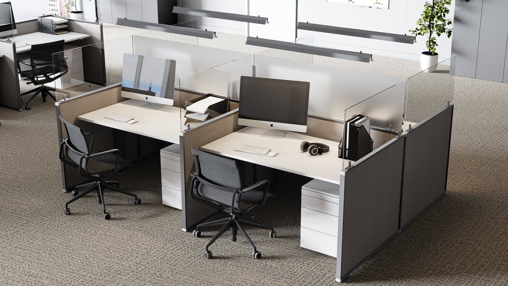 Ghent Partition Extender, Frosted Thermoplastic w/ Tape, 30&quot;H x 36&quot;W_3