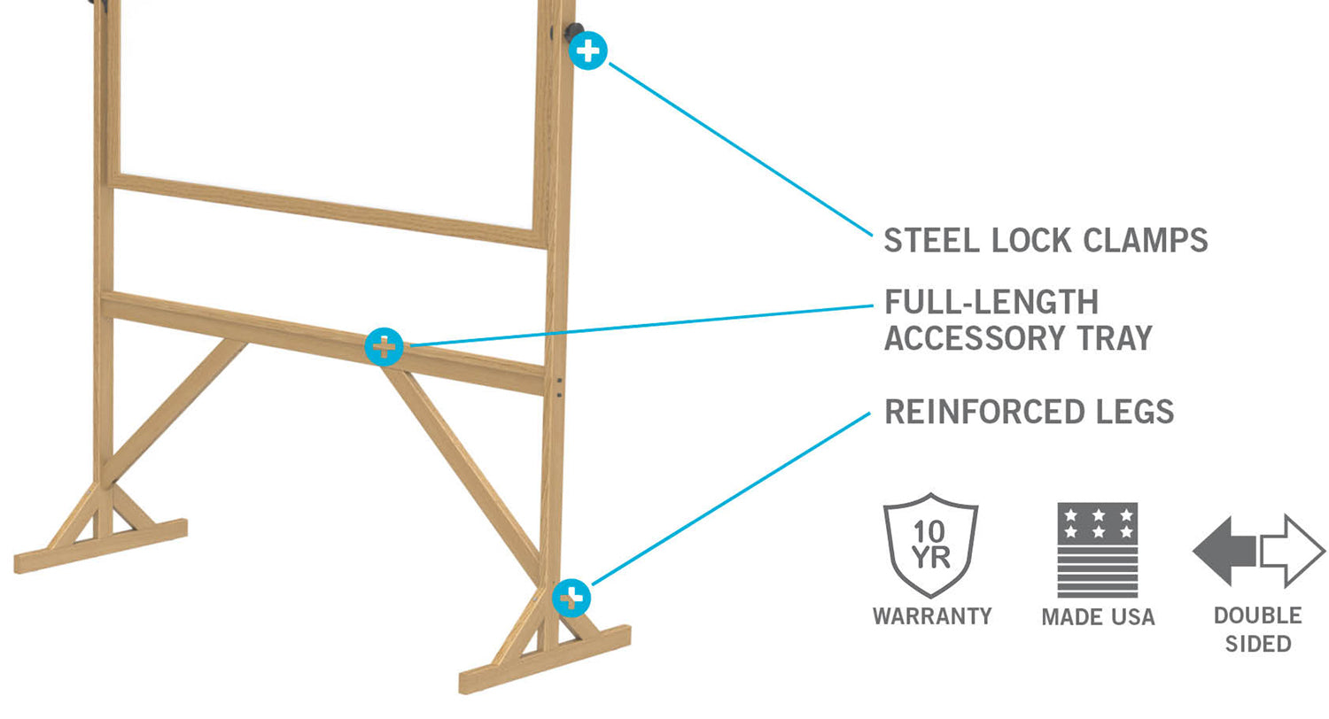 Ghent Reversible Whiteboard w/ Wood Frame, 4'H x 6'W_1