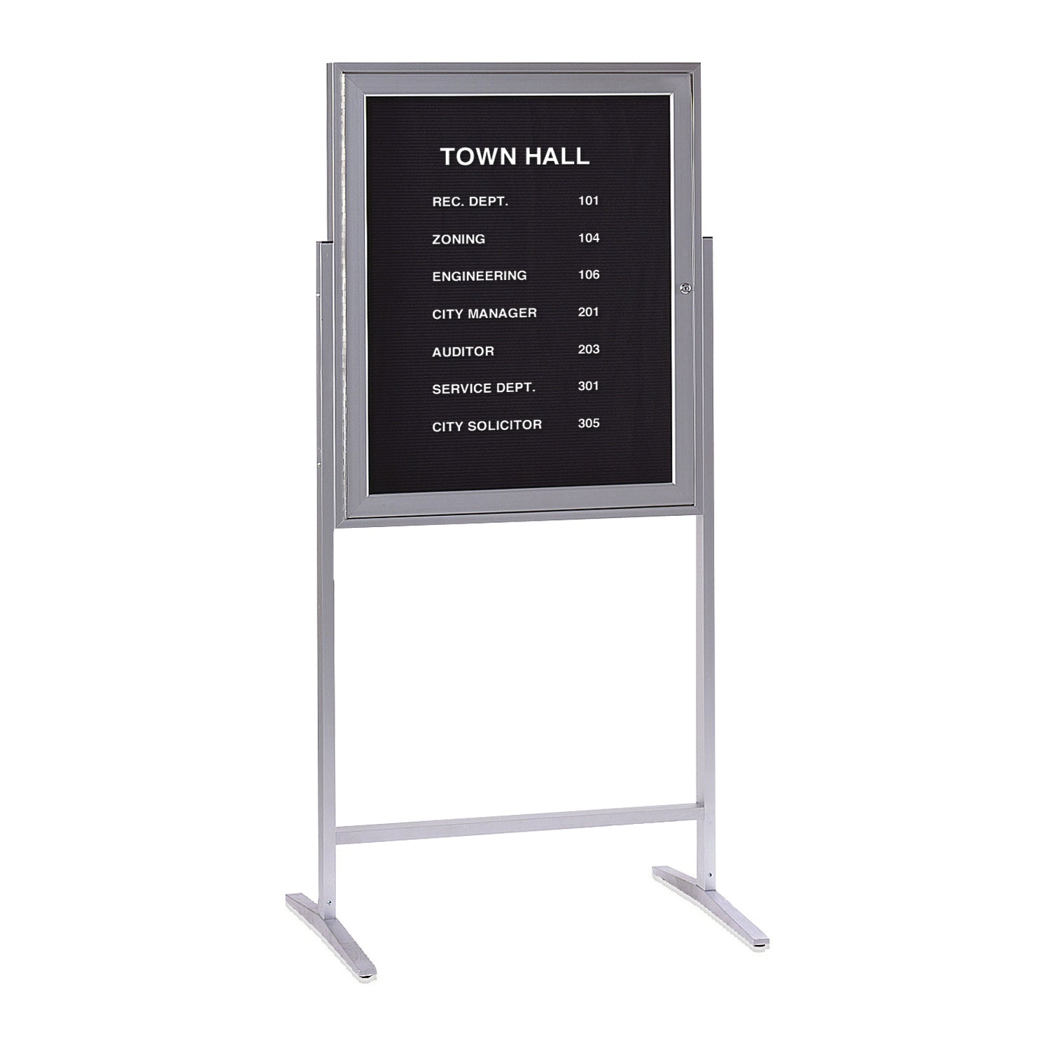 Ghent Sentry Enclosed Flannel Letter Boards w/ Satin Aluminum Frame and Gothic Letter Set, 36"H x 30"W_0