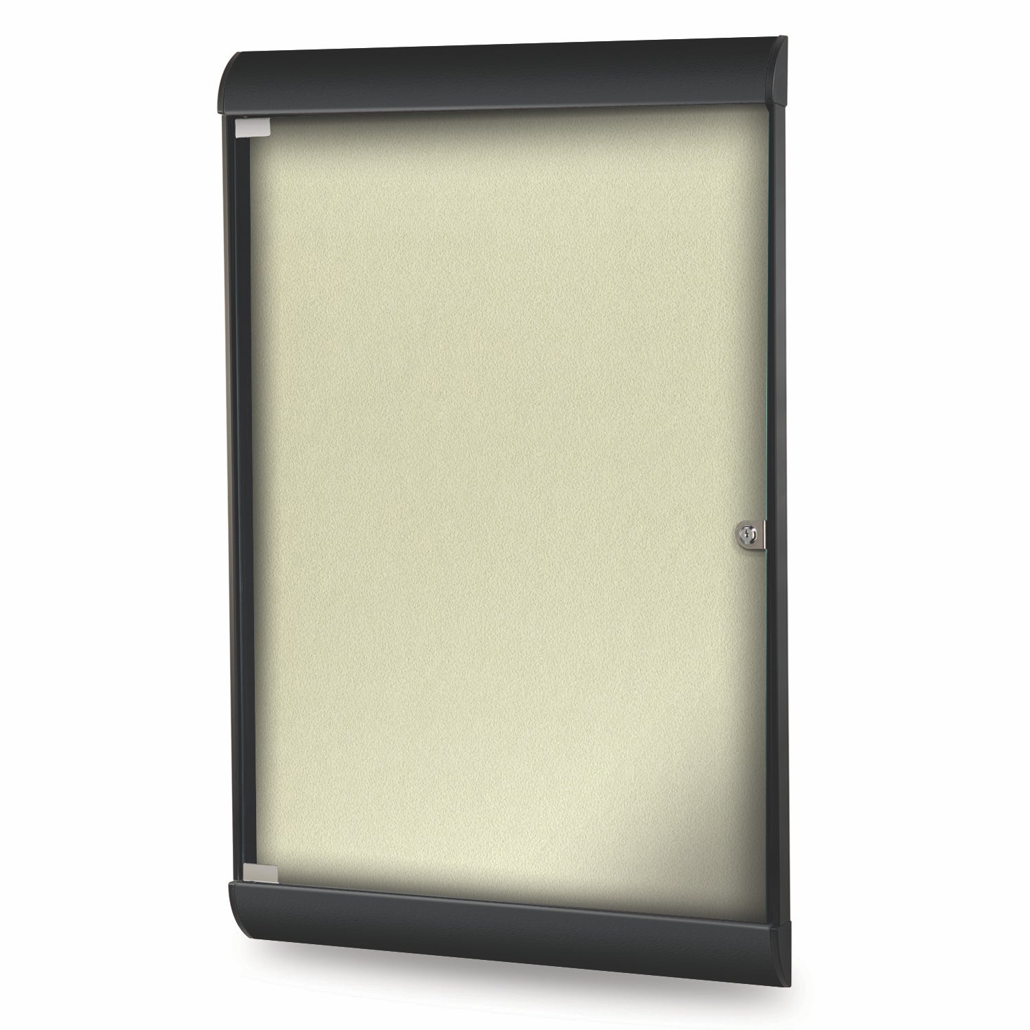 Ghent Silhouette 1 Door Enclosed Vinyl Bulletin Board w/ Black Frame, 4'H x 2'W, Caramel_1