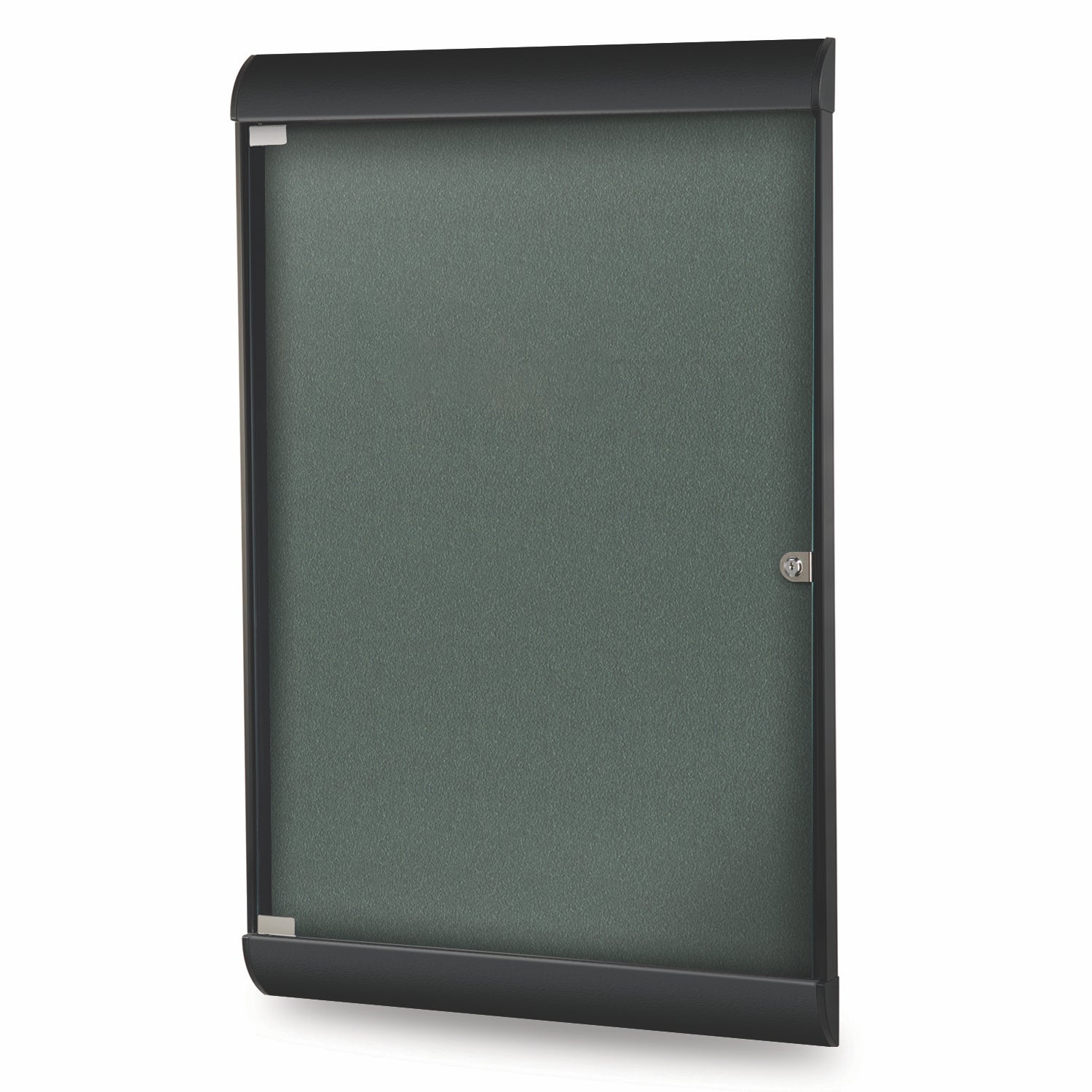 Ghent Silhouette 1 Door Enclosed Vinyl Bulletin Board w/ Black Frame, 4'H x 2'W, Ebony_1