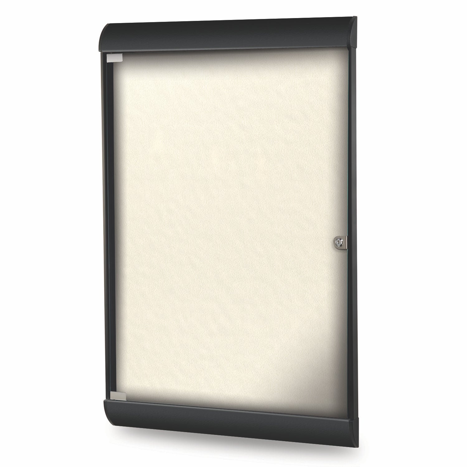 Ghent Silhouette 1 Door Enclosed Vinyl Bulletin Board w/ Black Frame, 4'H x 2'W, Ivory_1