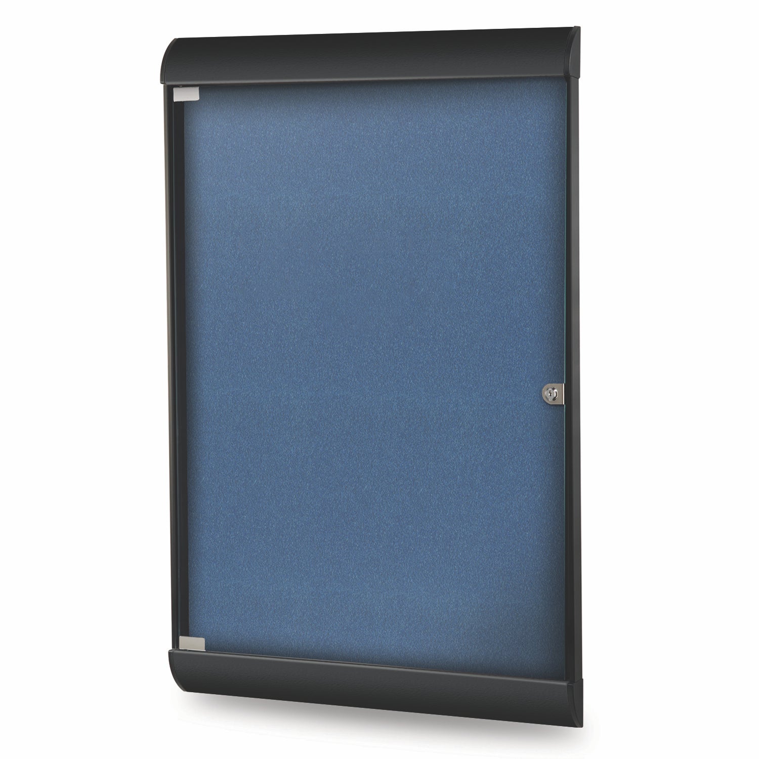 Ghent Silhouette 1 Door Enclosed Vinyl Bulletin Board w/ Black Frame, 4'H x 2'W, Navy_1