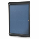 Ghent Silhouette 1 Door Enclosed Vinyl Bulletin Board w/ Black Frame, 4'H x 2'W, Navy_1