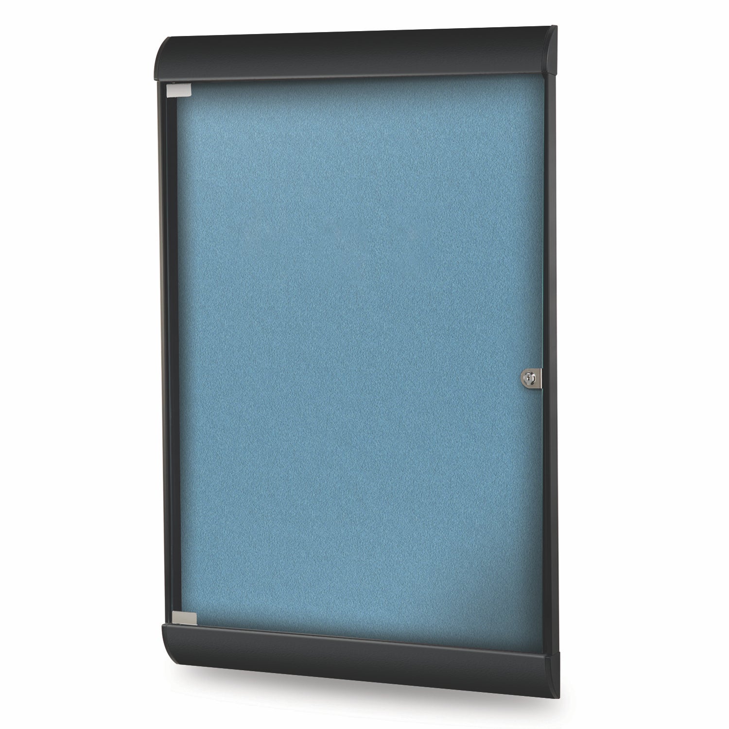 Ghent Silhouette 1 Door Enclosed Vinyl Bulletin Board w/ Black Frame, 4'H x 2'W, Ocean_1