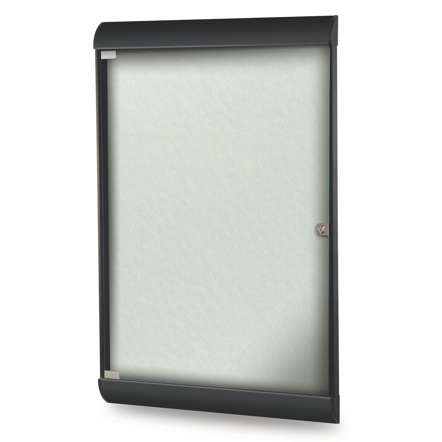 Ghent Silhouette 1 Door Enclosed Vinyl Bulletin Board w/ Black Frame, 4'H x 2'W, Silver_1