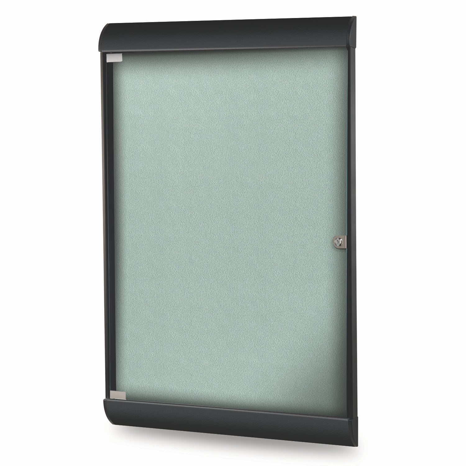 Ghent Silhouette 1 Door Enclosed Vinyl Bulletin Board w/ Black Frame, 4'H x 2'W, Stone_1