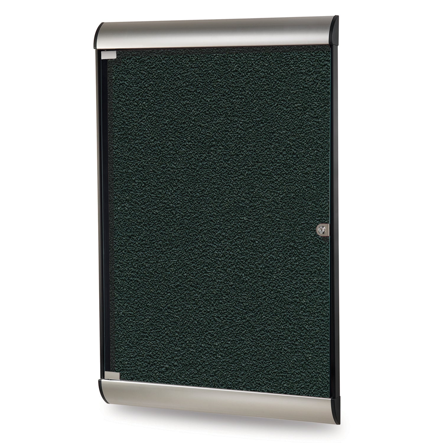 Ghent Silhouette 1 Door Enclosed Vinyl Bulletin Board w/ Satin Aluminum Frame, 4'H x 2'W, Ebony_1