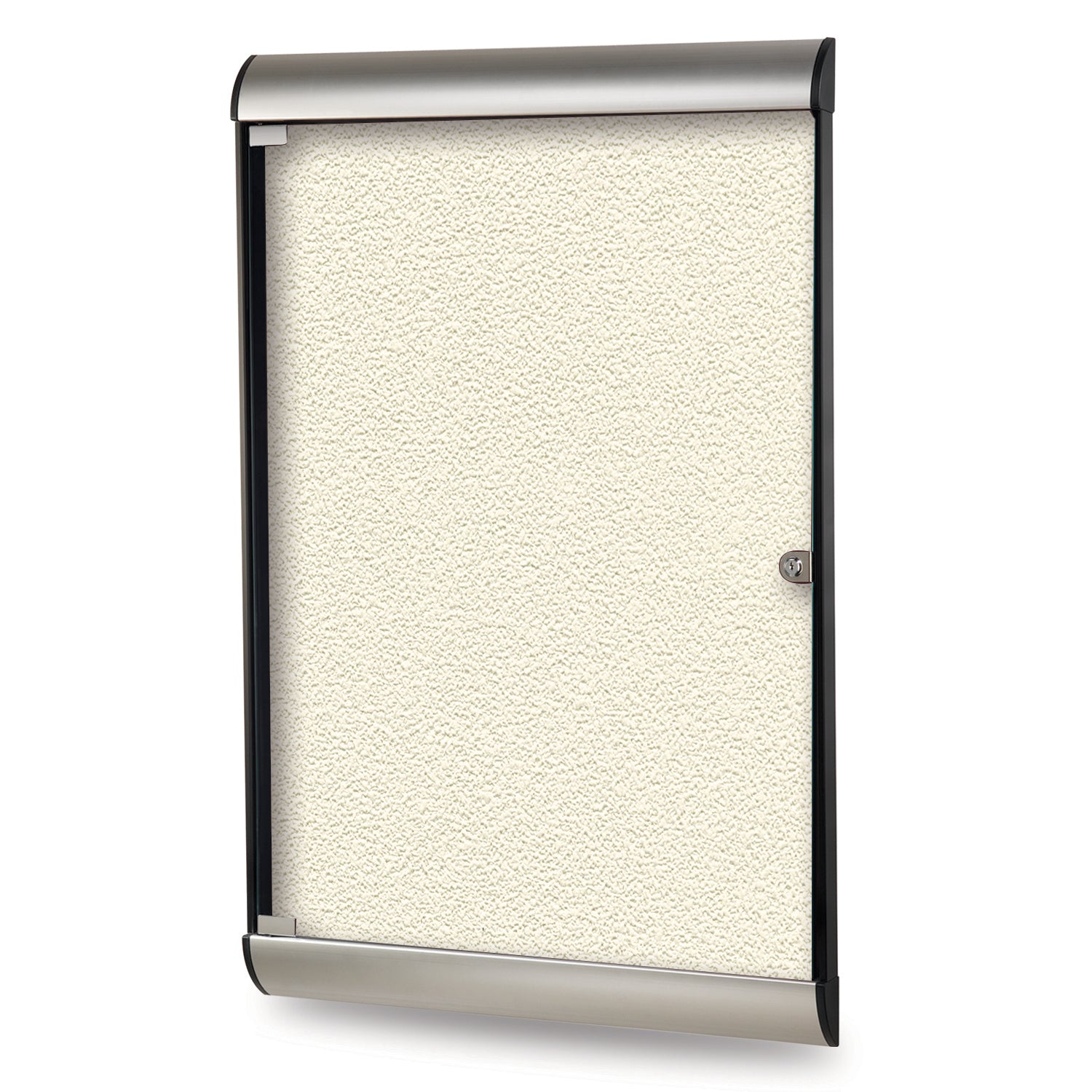 Ghent Silhouette 1 Door Enclosed Vinyl Bulletin Board w/ Satin Aluminum Frame, 4'H x 2'W, Ivory_1