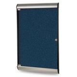 Ghent Silhouette 1 Door Enclosed Vinyl Bulletin Board w/ Satin Aluminum Frame, 4'H x 2'W, Navy_1